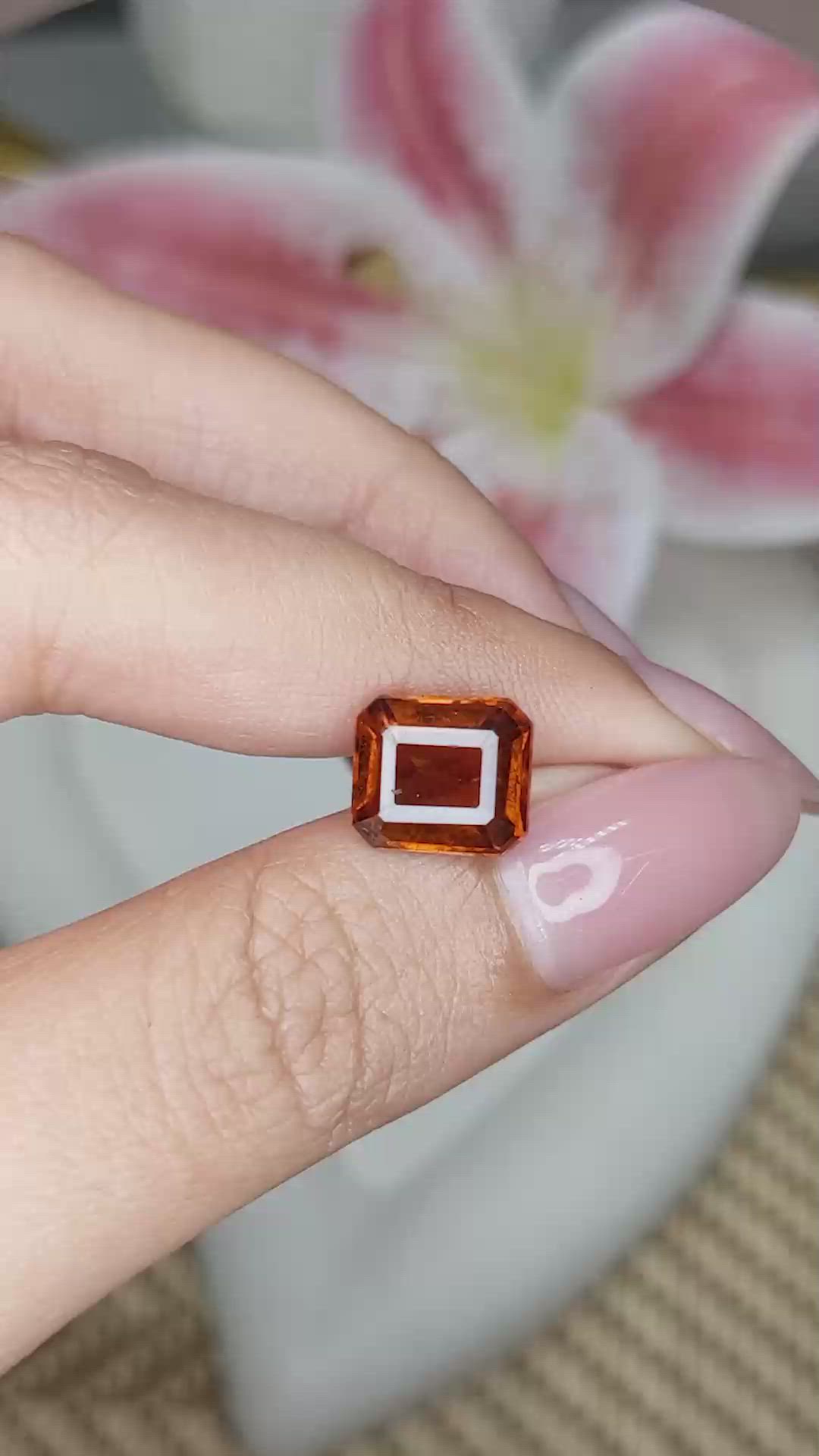 4.29 Ct. Orange Hessonite Garnet from Madagascar Size Video