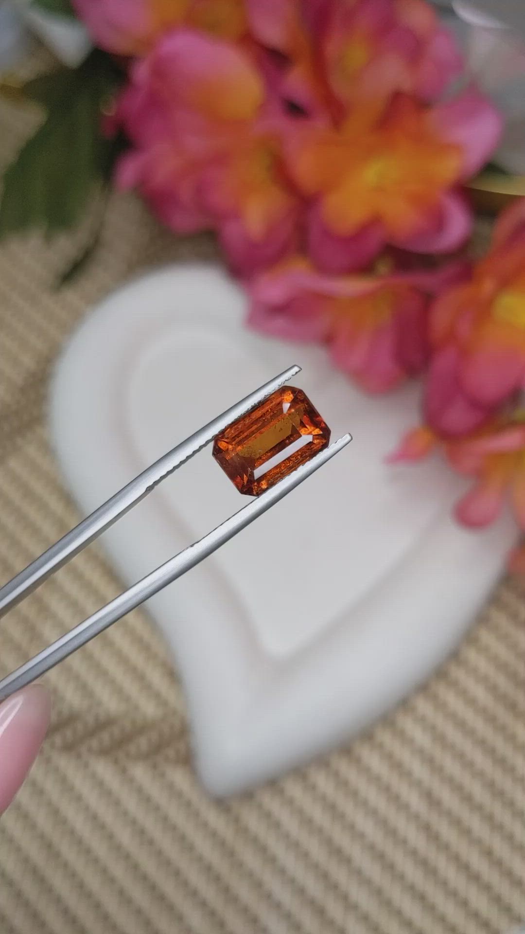 4.84 Ct. Orange Hessonite Garnet from Madagascar Size Video