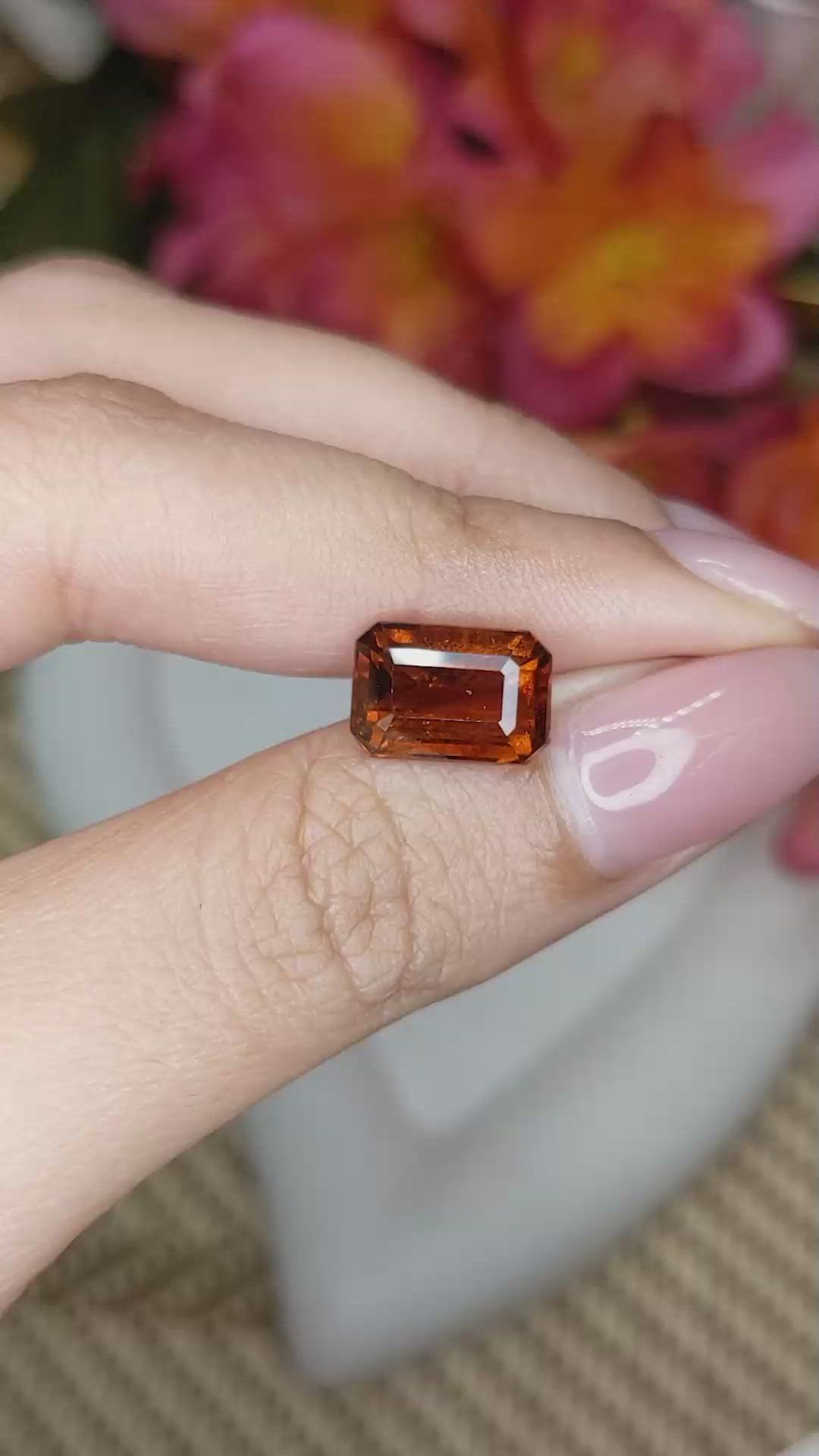4.84 Ct. Orange Hessonite Garnet from Madagascar Size Video