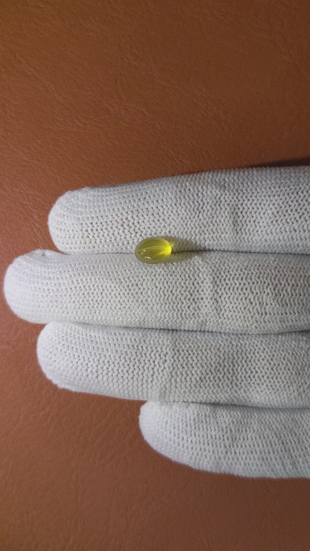 2.30 Ct. Yellowish Green Cabochon Chrysoberyl from Ceylon (Sri Lanka) Size Video
