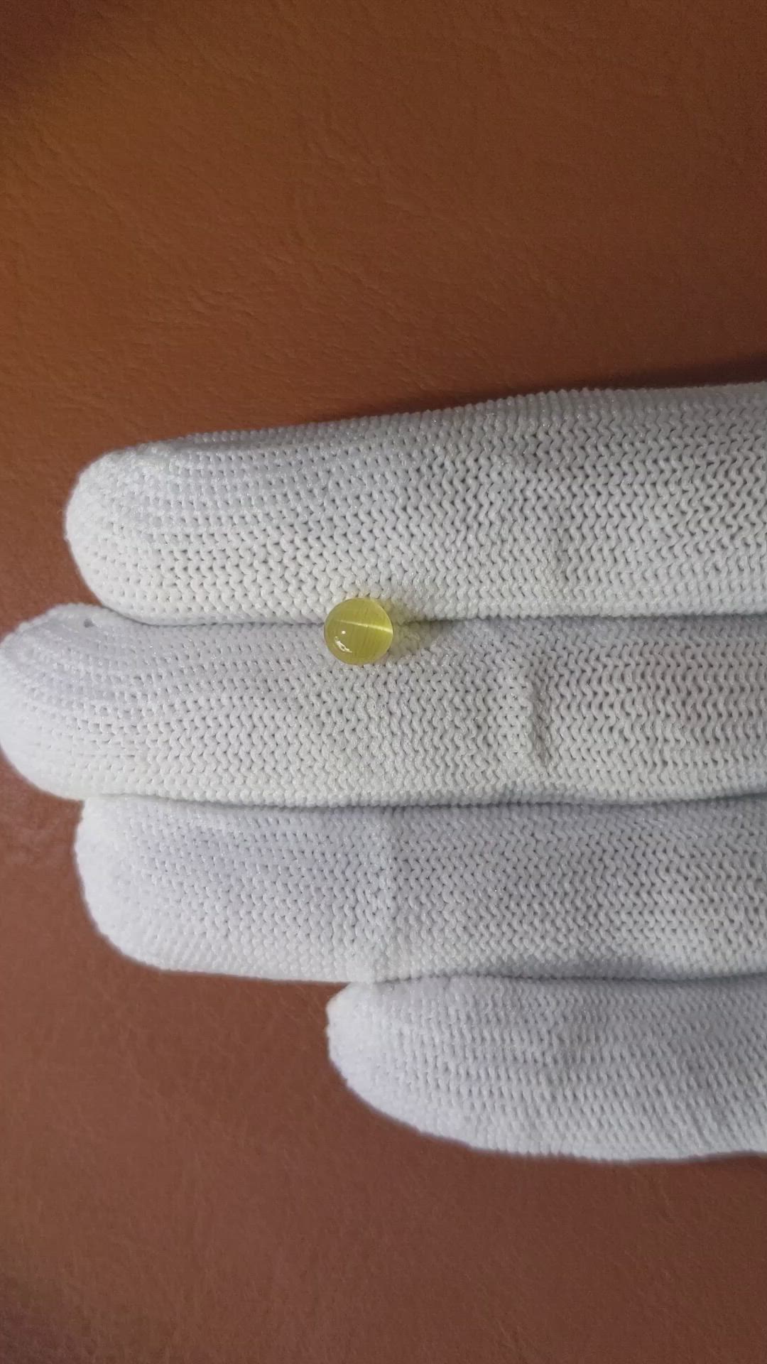 0.98 Ct. Yellow Cabochon Chrysoberyl from Ceylon (Sri Lanka) Size Video