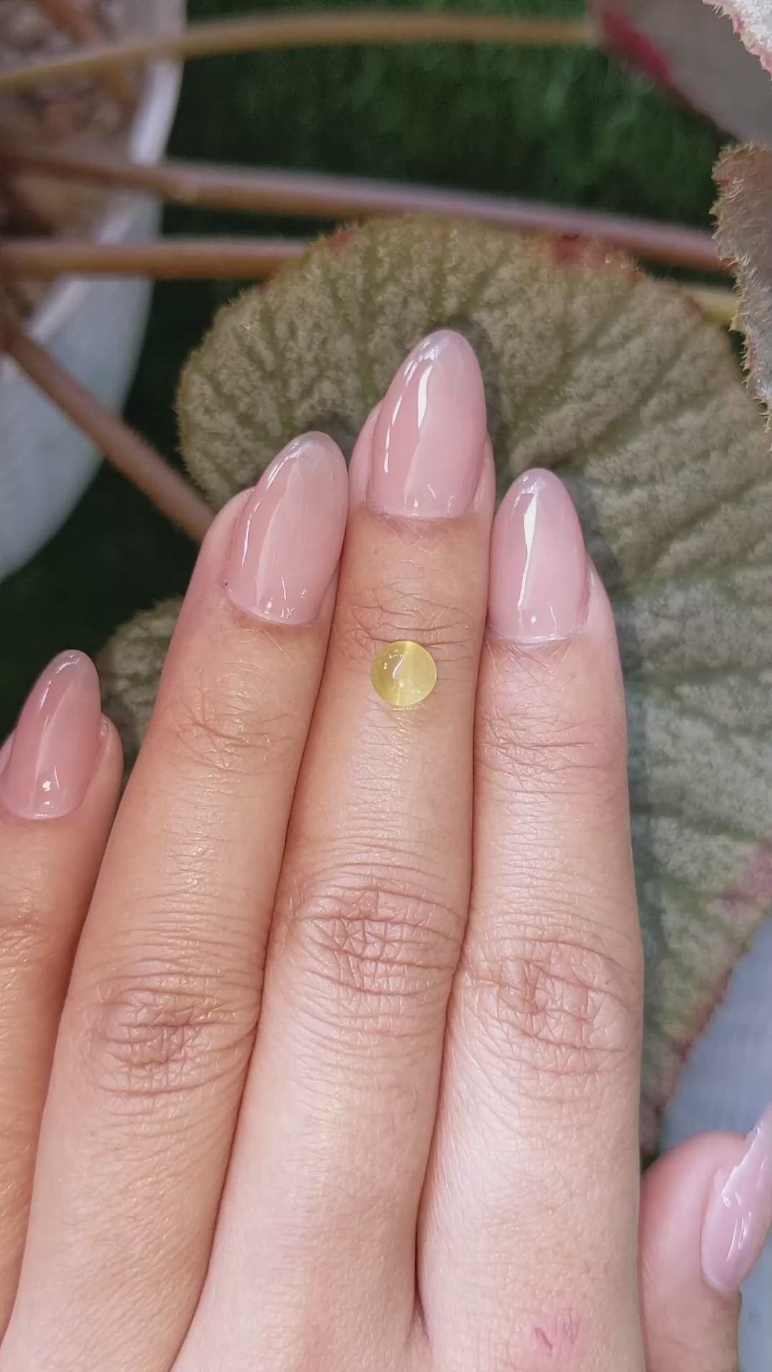 0.98 Ct. Yellow Cabochon Chrysoberyl from Ceylon (Sri Lanka) Size Video