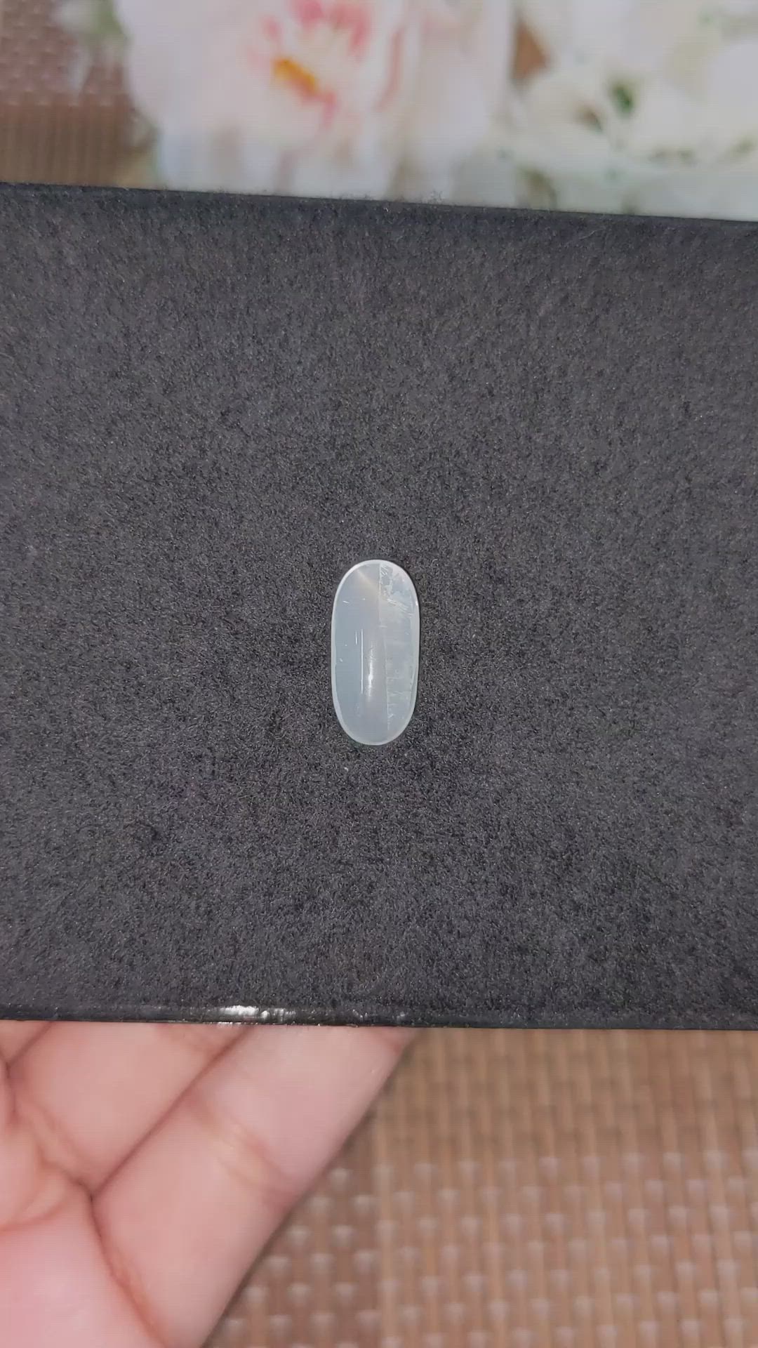 3.31 Ct. White Cabochon Moonstone from Ceylon (Sri Lanka) Size Video