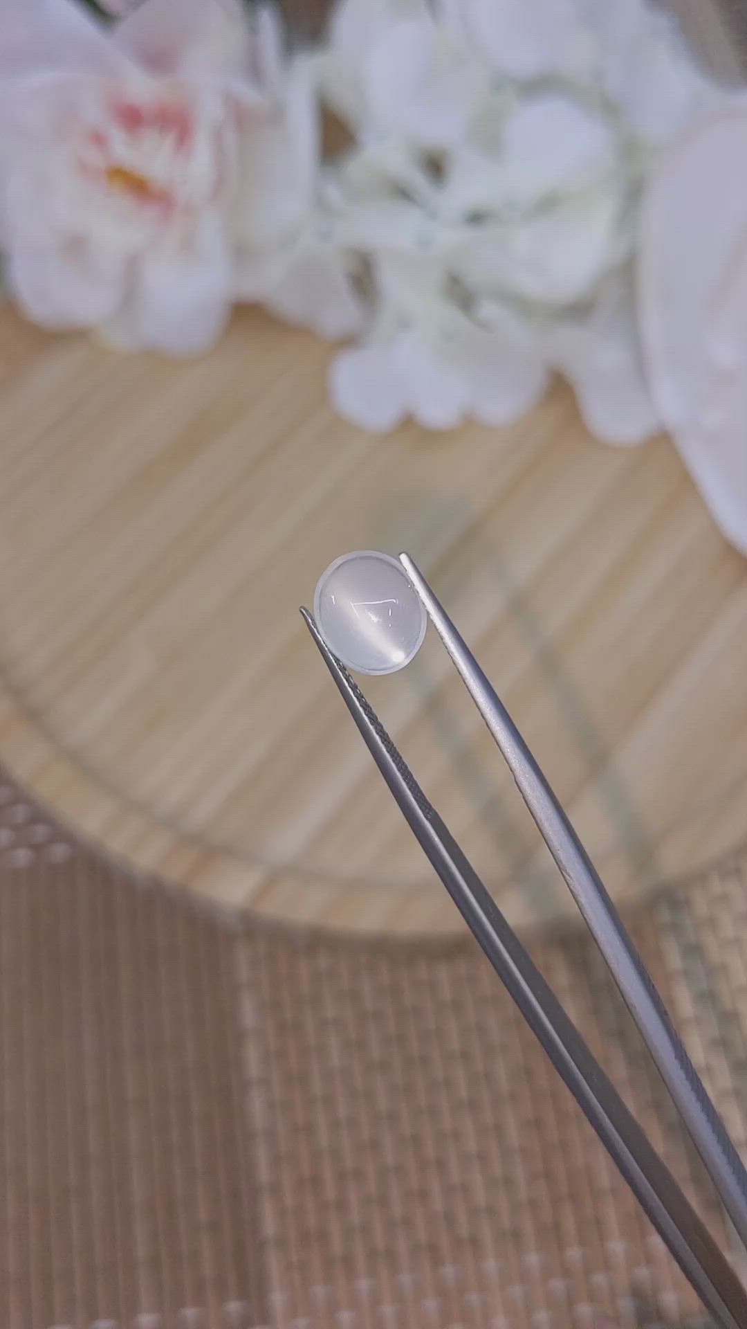 2.43 Ct. White Cabochon Moonstone from Ceylon (Sri Lanka) Size Video