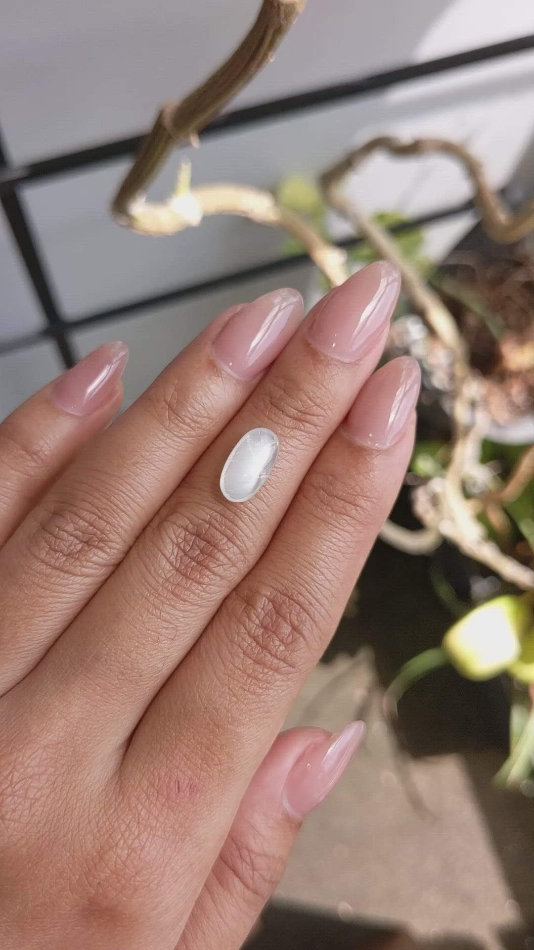 2.24 Ct. White Cabochon Moonstone from Ceylon (Sri Lanka) Size Video