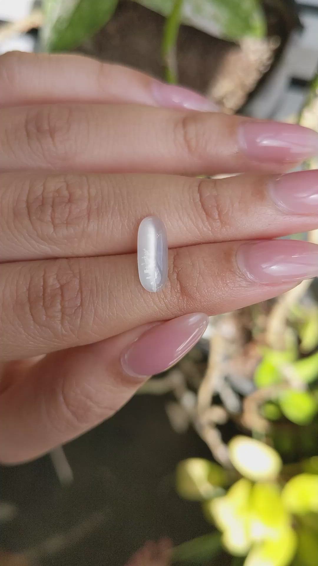 2.16 Ct. White Cabochon Moonstone from Ceylon (Sri Lanka) Size Video