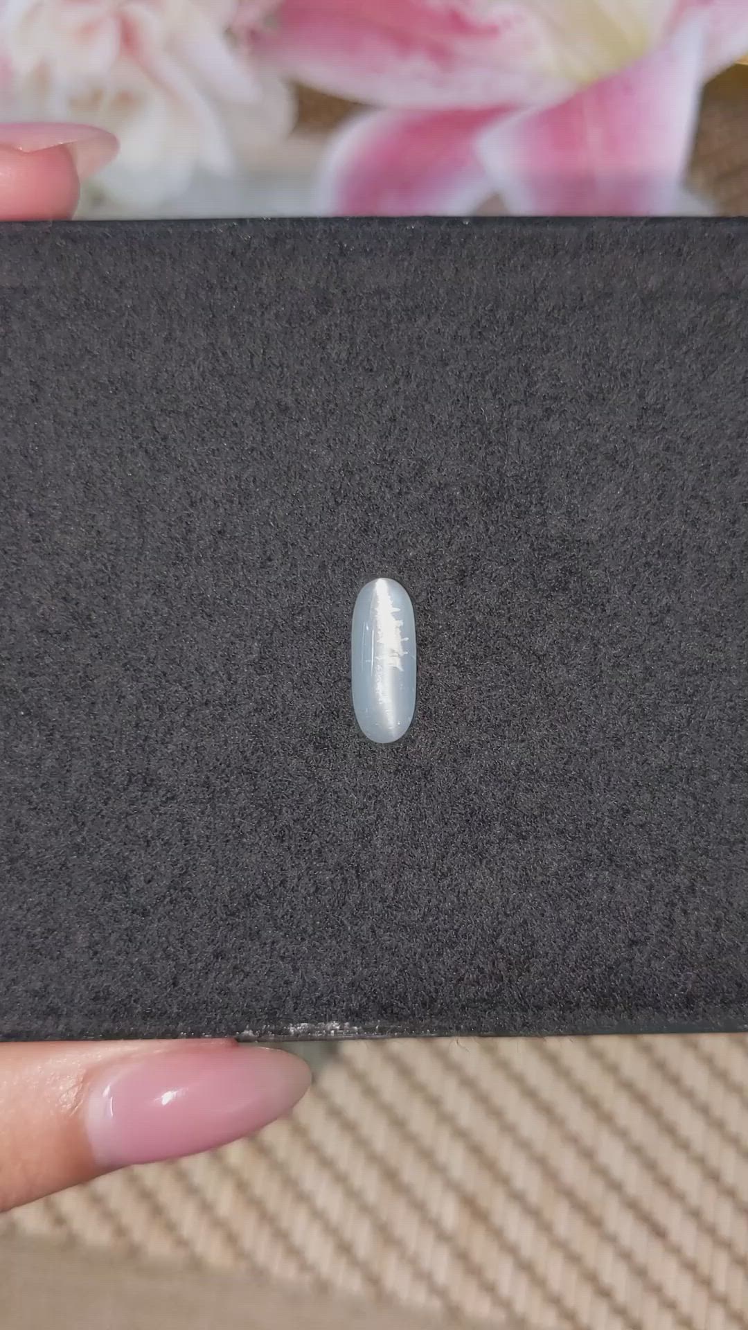 2.16 Ct. White Cabochon Moonstone from Ceylon (Sri Lanka) Size Video