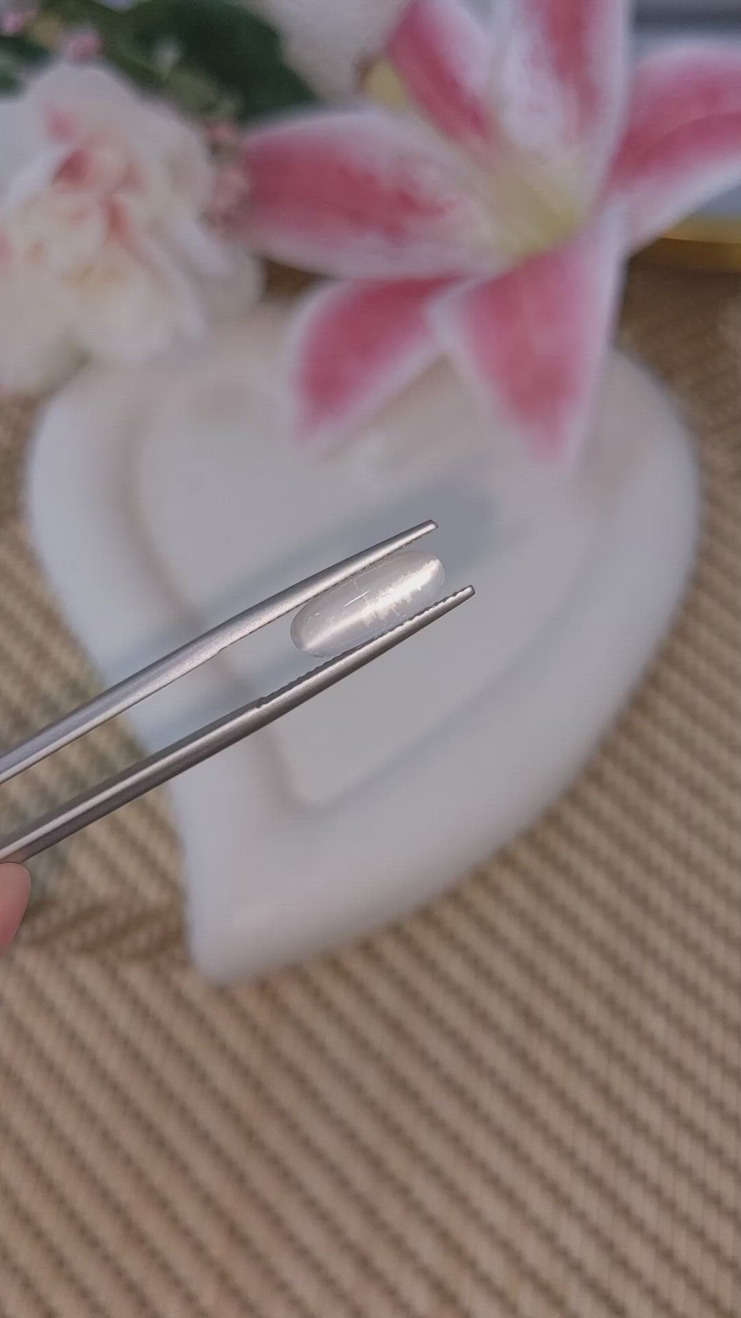 2.16 Ct. White Cabochon Moonstone from Ceylon (Sri Lanka) Size Video