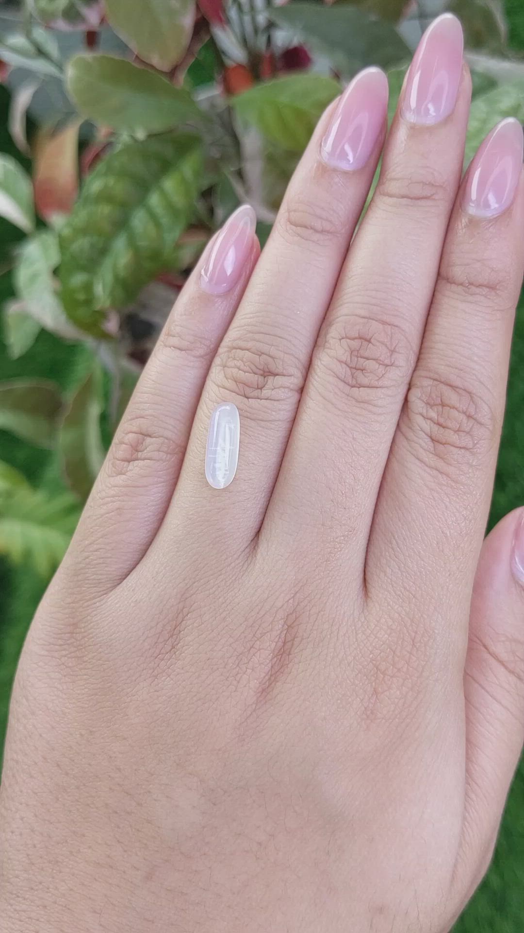 2.16 Ct. White Cabochon Moonstone from Ceylon (Sri Lanka) Size Video