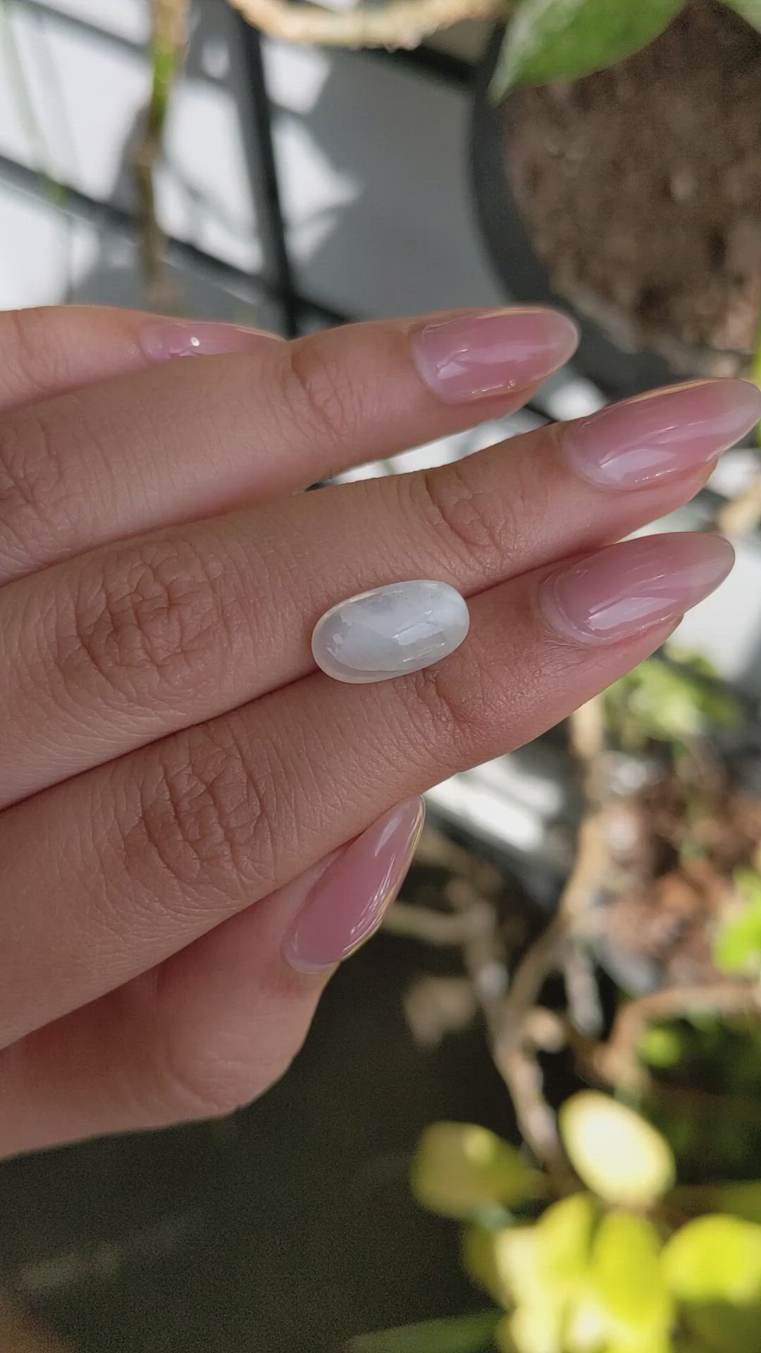 4.15 Ct. White Cabochon Moonstone from Ceylon (Sri Lanka) Size Video