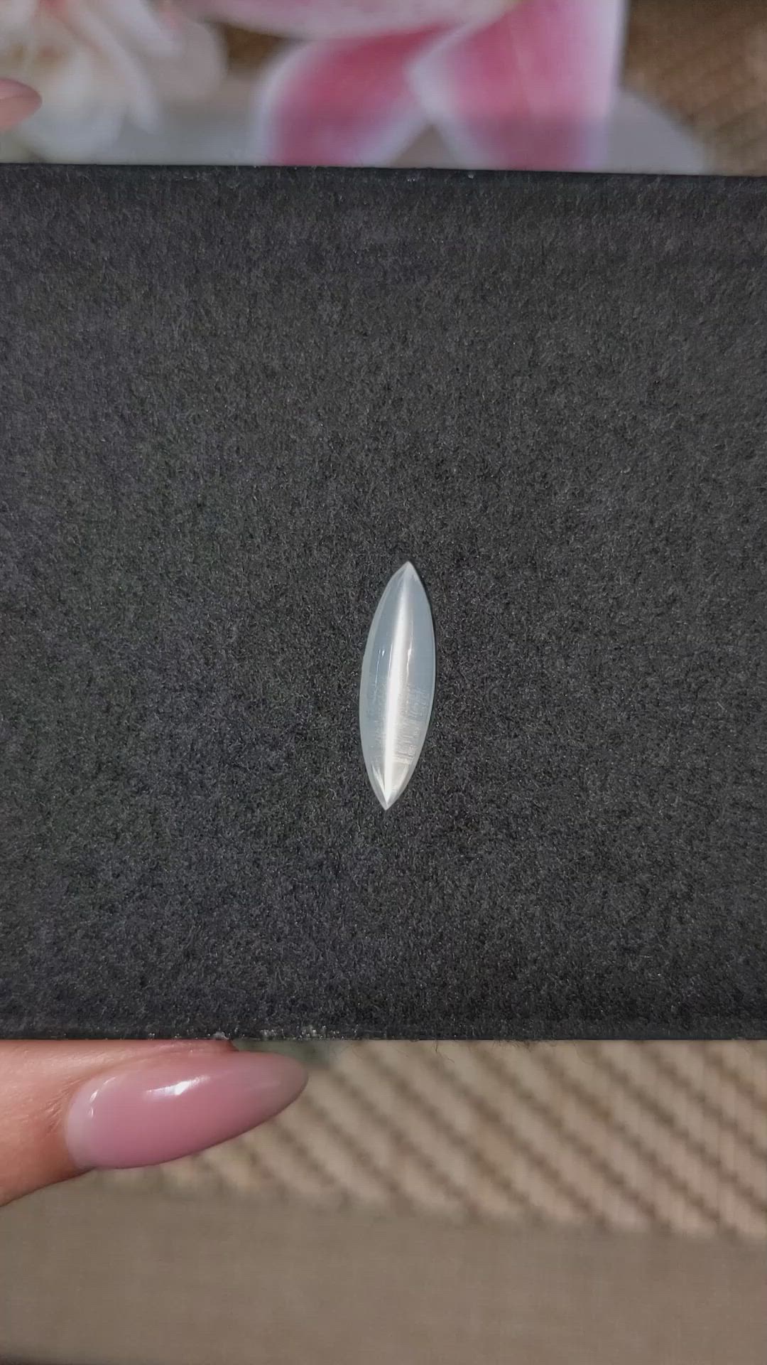 3.28 Ct. White Cabochon Moonstone from Ceylon (Sri Lanka) Size Video