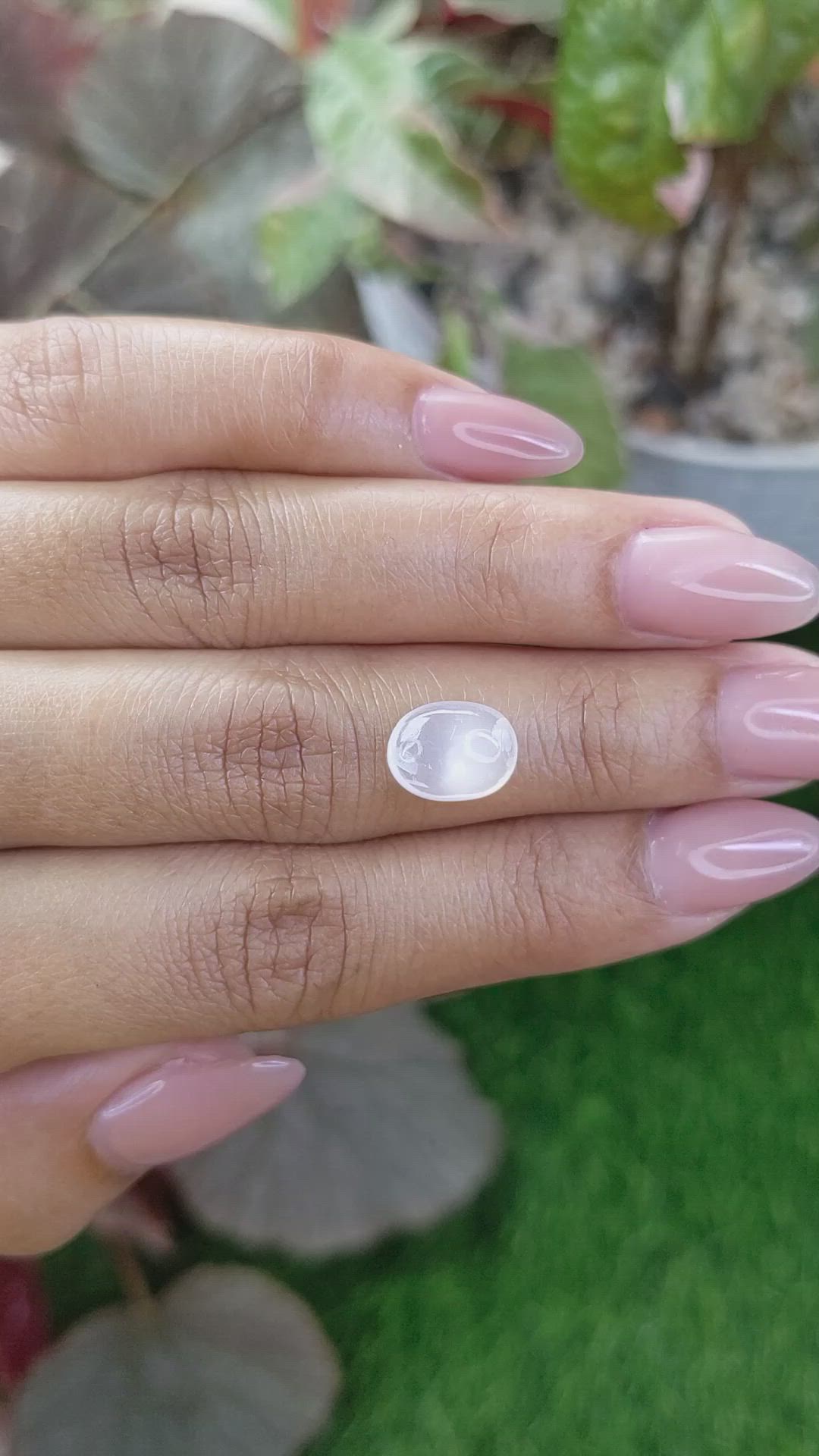 2.49 Ct. White Cabochon Moonstone from Ceylon (Sri Lanka) Size Video