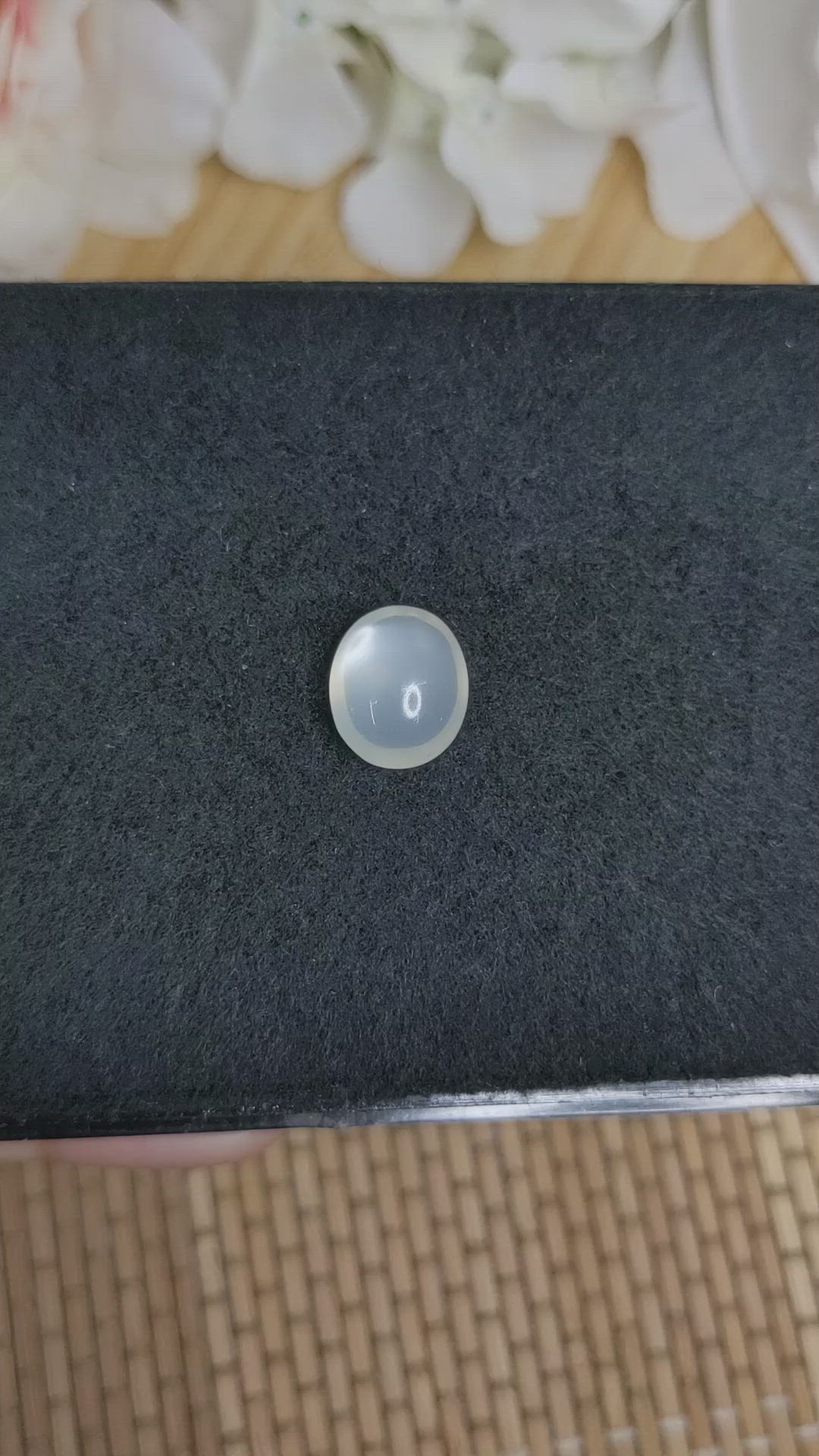 5.12 Ct. White Cabochon Moonstone from Ceylon (Sri Lanka) Size Video