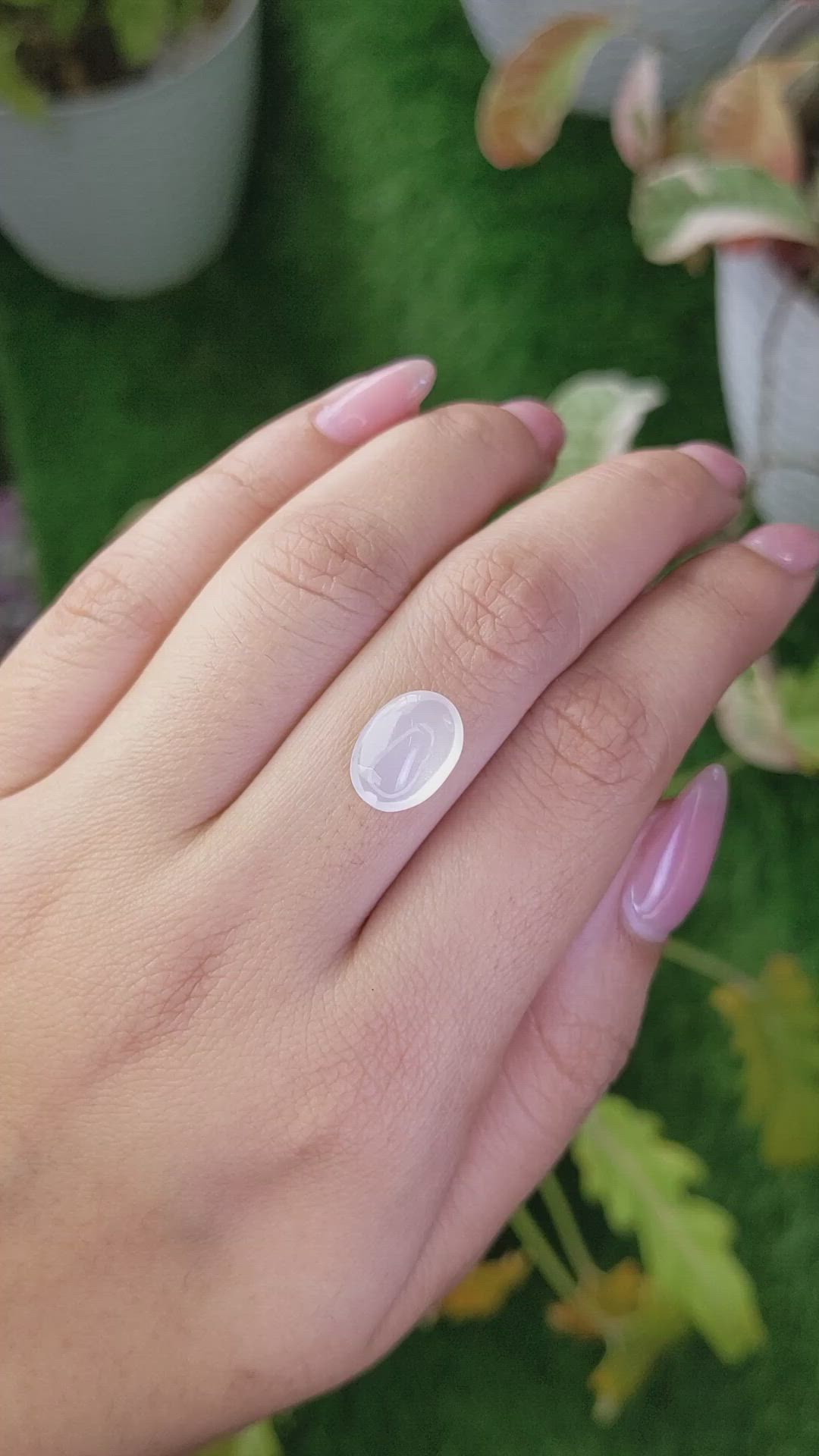 3.44 Ct. White Cabochon Moonstone from Ceylon (Sri Lanka) Size Video