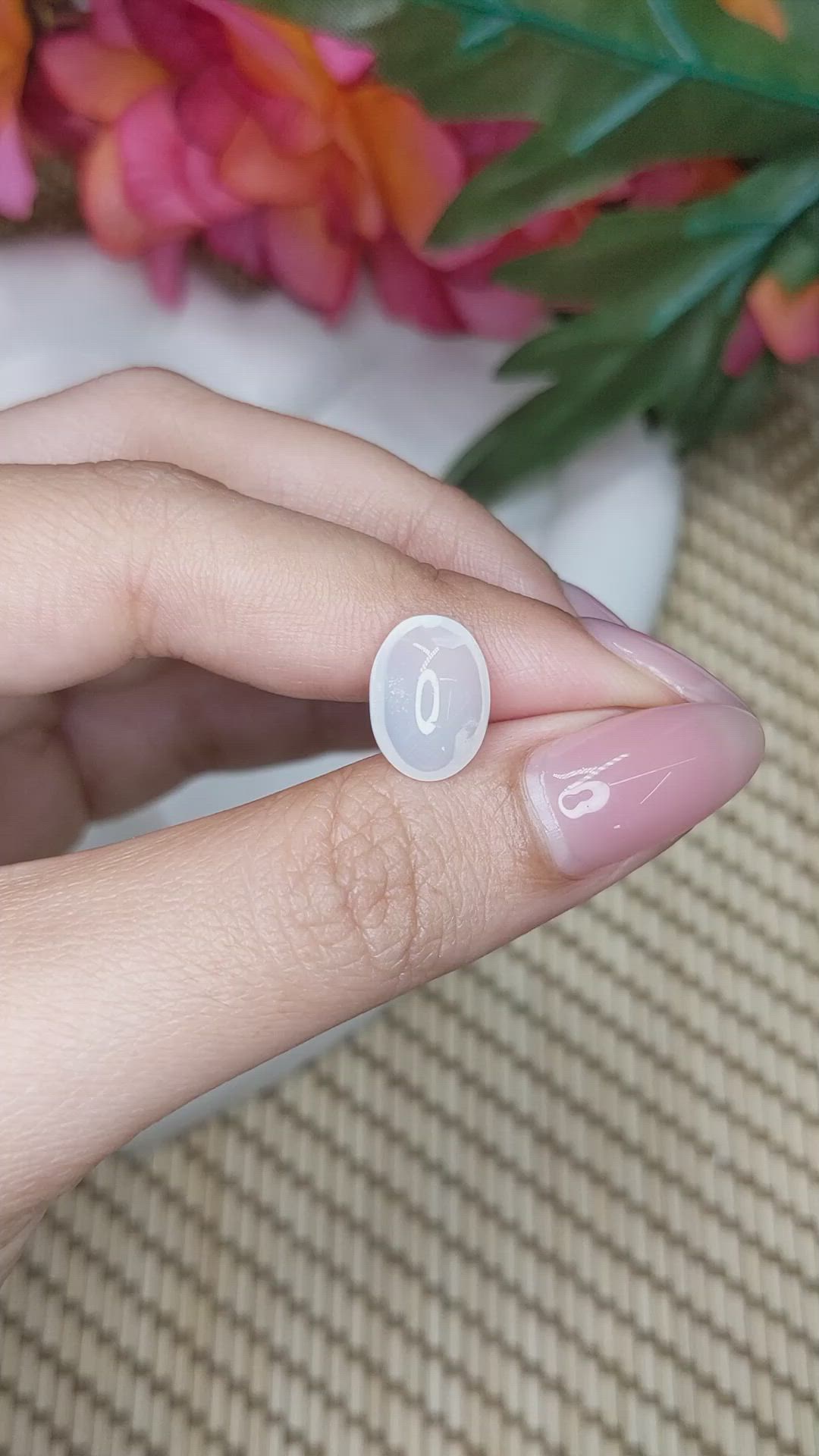 3.44 Ct. White Cabochon Moonstone from Ceylon (Sri Lanka) Size Video