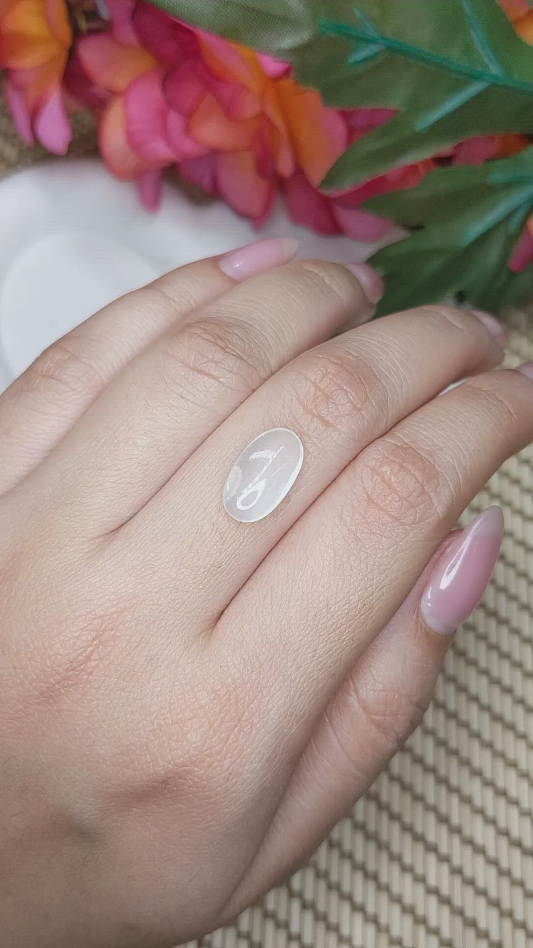 2.70 Ct. White Cabochon Moonstone from Ceylon (Sri Lanka) Size Video