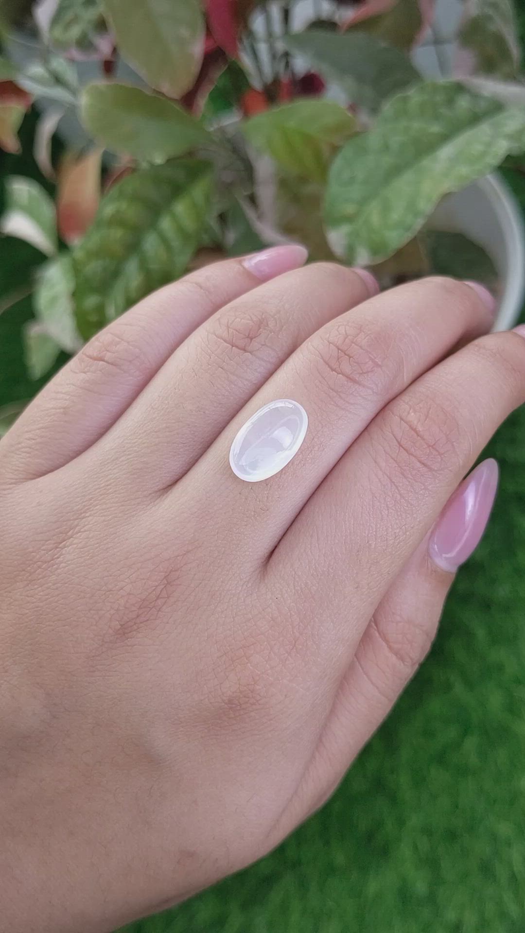 4.18 Ct. White Cabochon Moonstone from Ceylon (Sri Lanka) Size Video