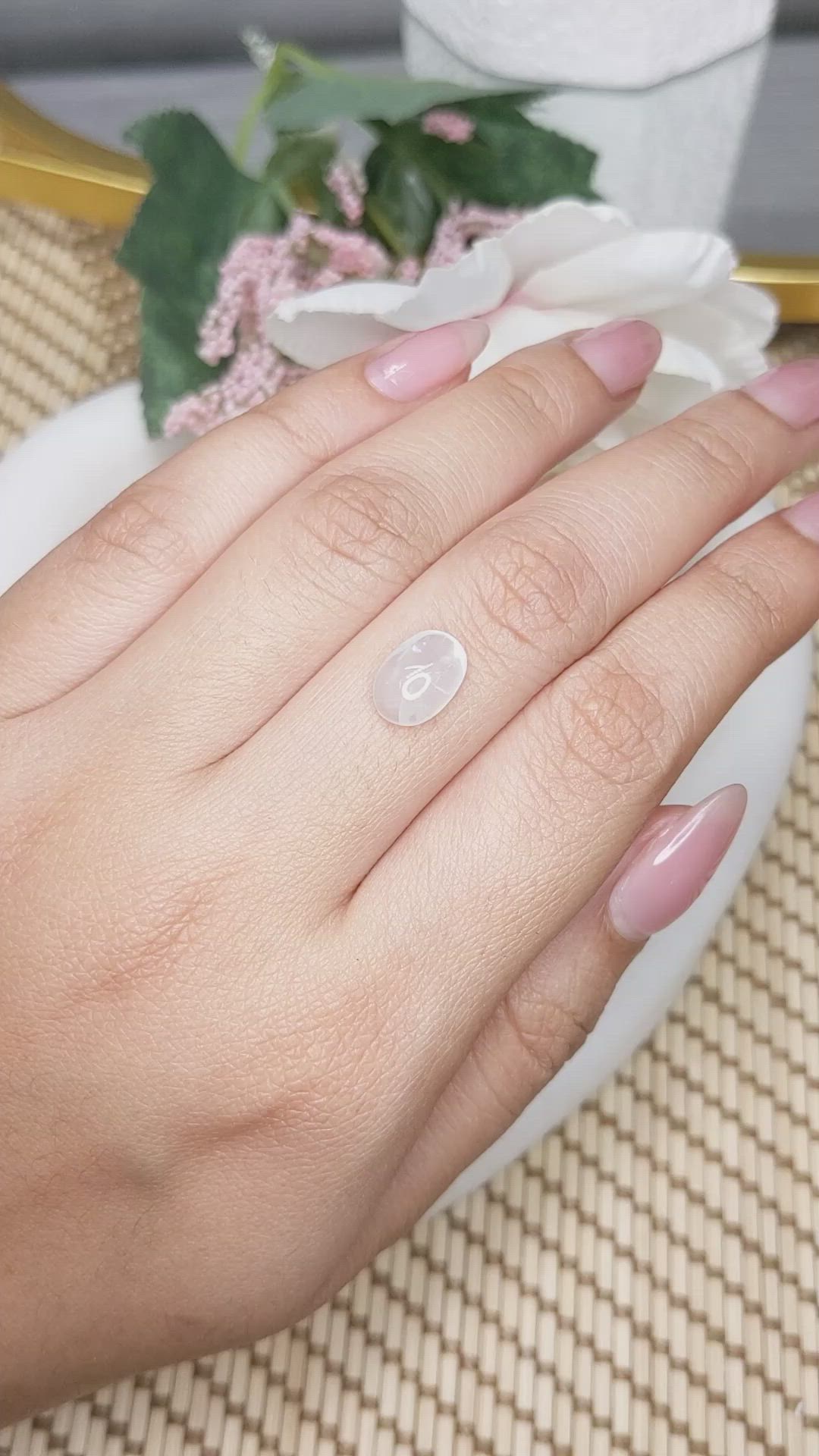 1.94 Ct. White Cabochon Moonstone from Ceylon (Sri Lanka) Size Video