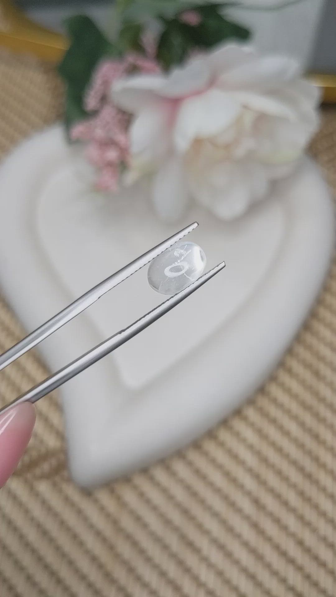 1.94 Ct. White Cabochon Moonstone from Ceylon (Sri Lanka) Size Video