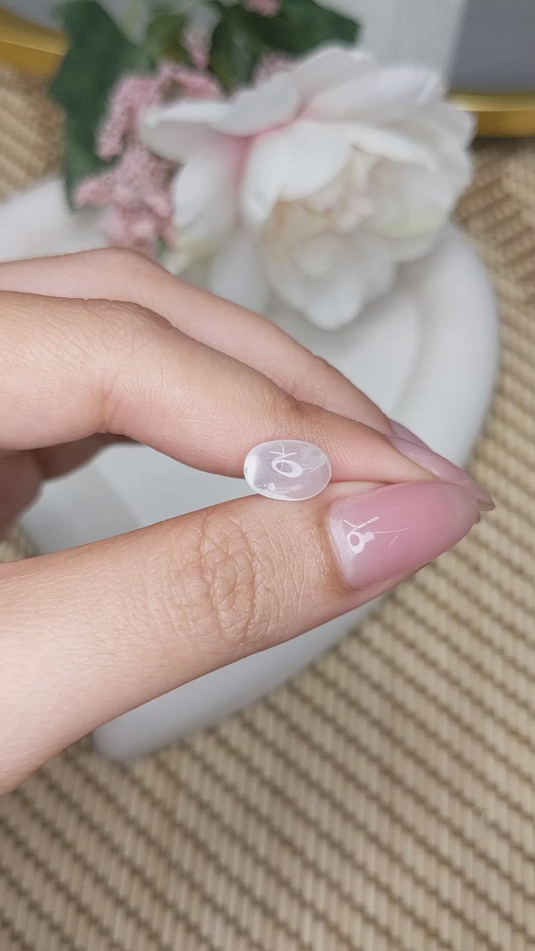 1.94 Ct. White Cabochon Moonstone from Ceylon (Sri Lanka) Size Video