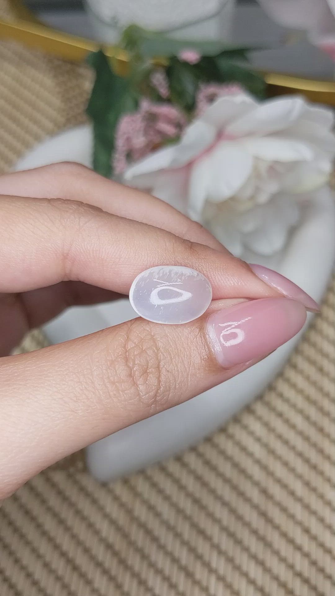 6.37 Ct. White Cabochon Moonstone from Ceylon (Sri Lanka) Size Video