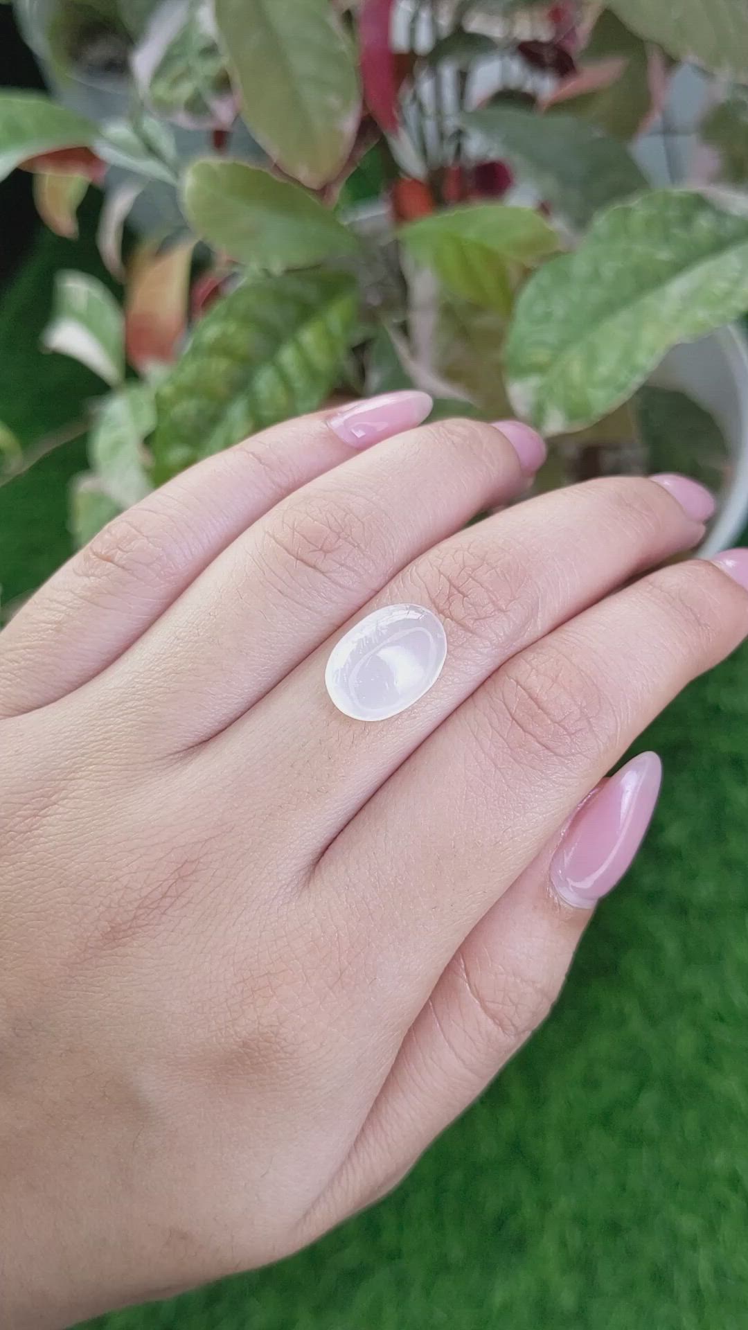 6.37 Ct. White Cabochon Moonstone from Ceylon (Sri Lanka) Size Video
