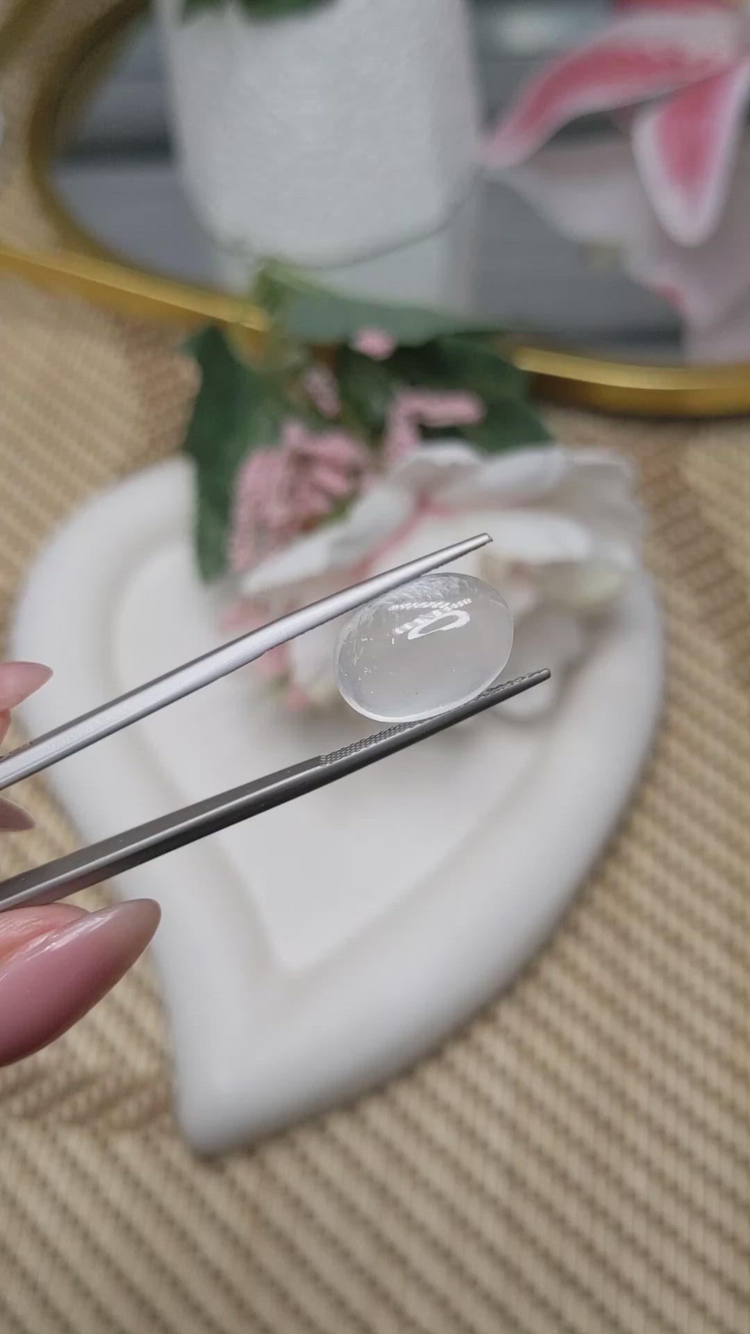 6.37 Ct. White Cabochon Moonstone from Ceylon (Sri Lanka) Size Video