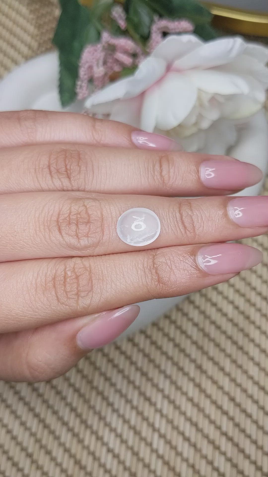 3.08 Ct. White Cabochon Moonstone from Ceylon (Sri Lanka) Size Video