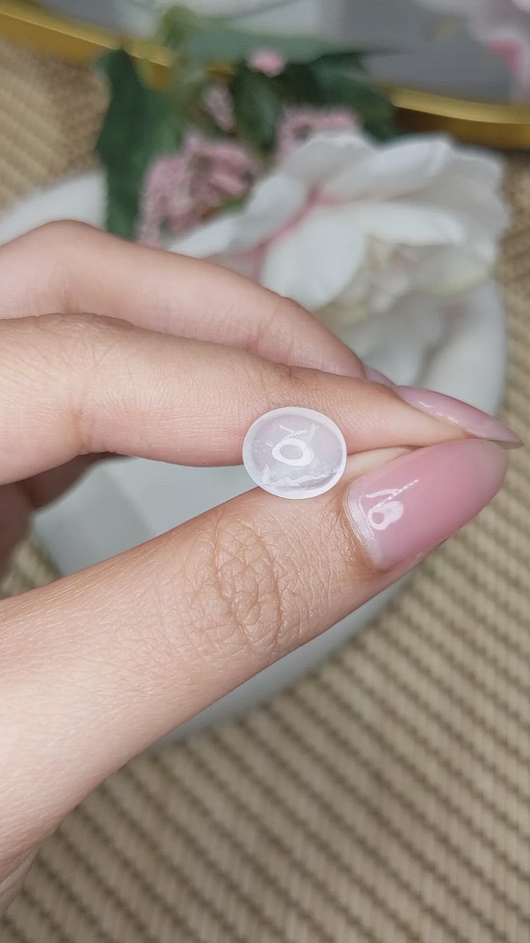 3.08 Ct. White Cabochon Moonstone from Ceylon (Sri Lanka) Size Video