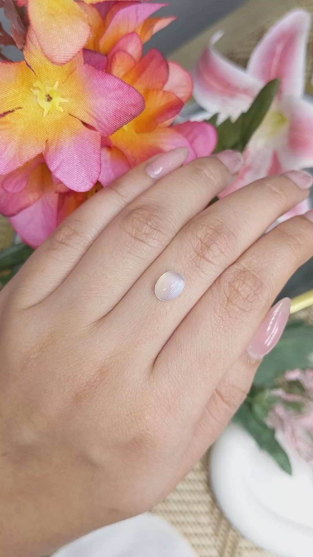 1.61 Ct. White Cabochon Moonstone from Ceylon (Sri Lanka) Size Video