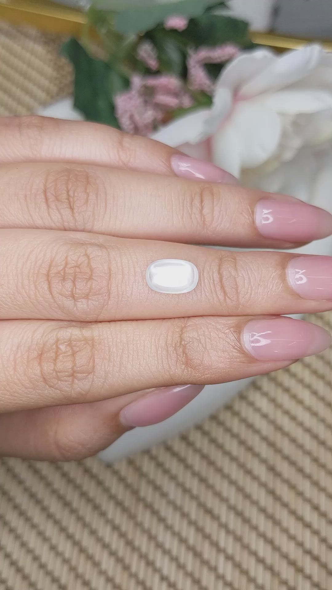 1.32 Ct. White Cabochon Moonstone from Ceylon (Sri Lanka) Size Video
