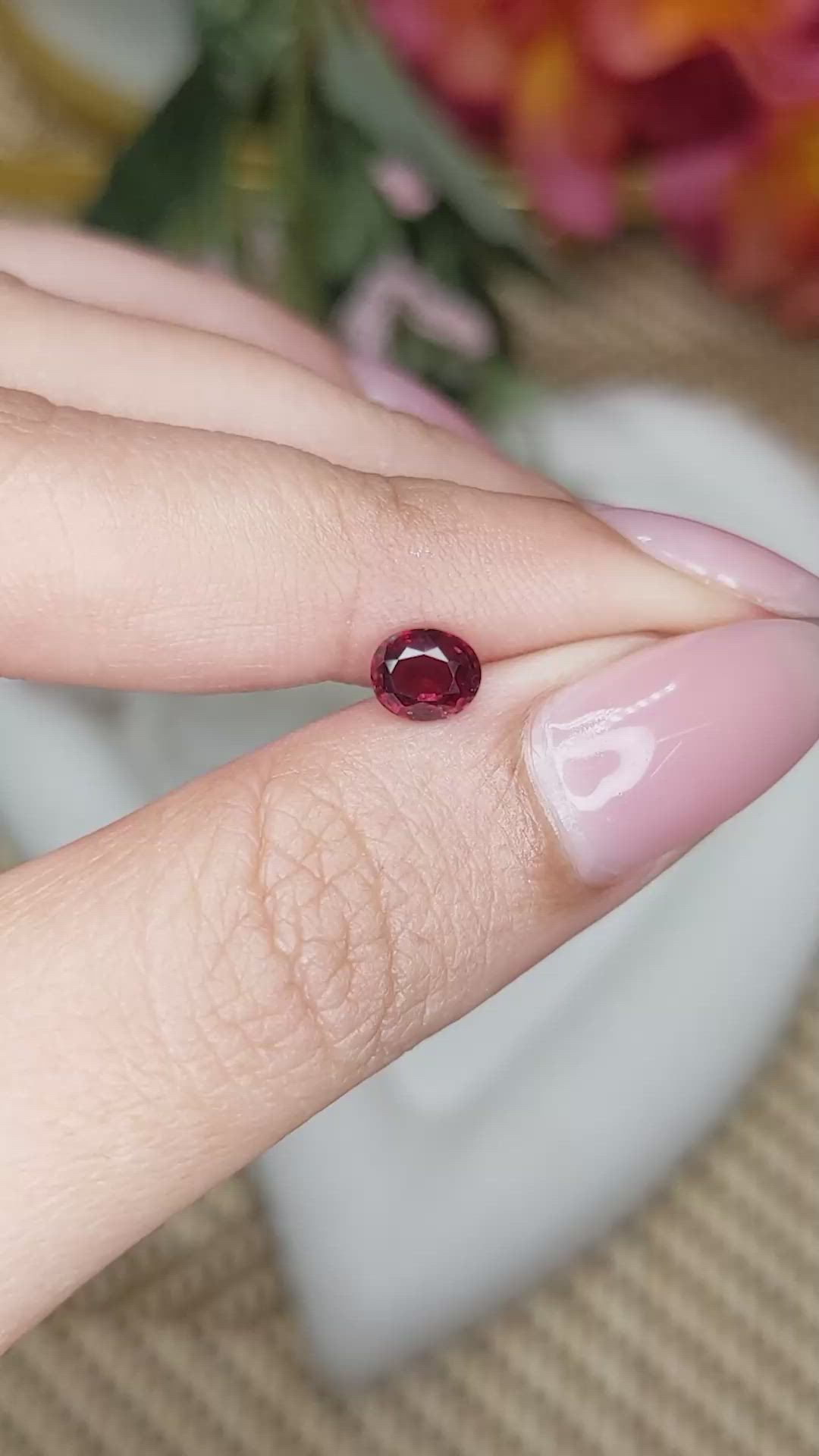 0.67 Ct. Red Garnet from Ceylon (Sri Lanka) Size Video