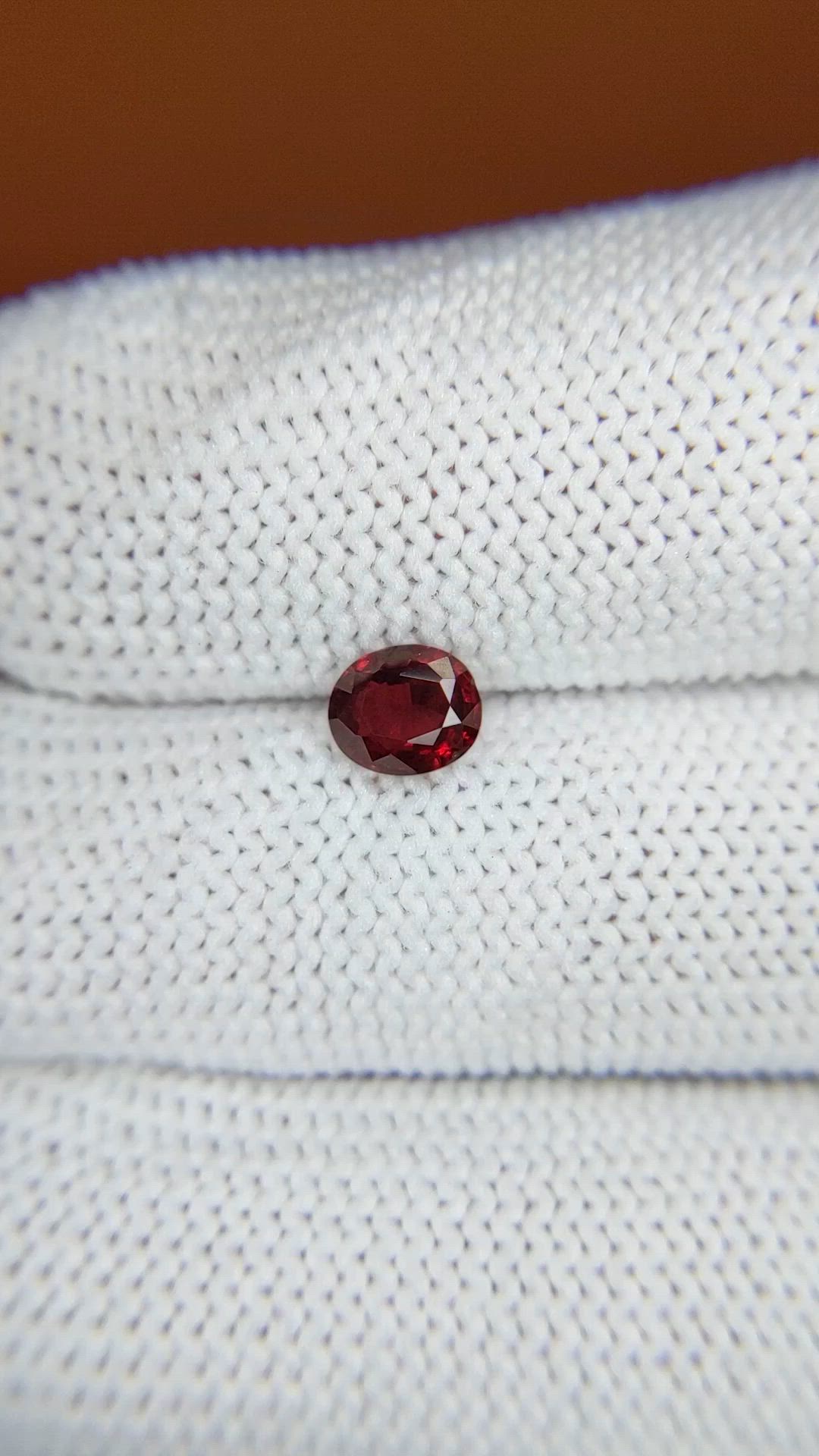 0.67 Ct. Red Garnet from Ceylon (Sri Lanka) Size Video