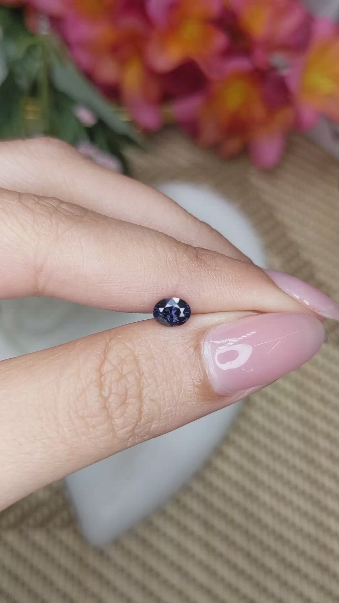 0.61 Ct. Purplish Blue Spinel from Ceylon (Sri Lanka) Size Video