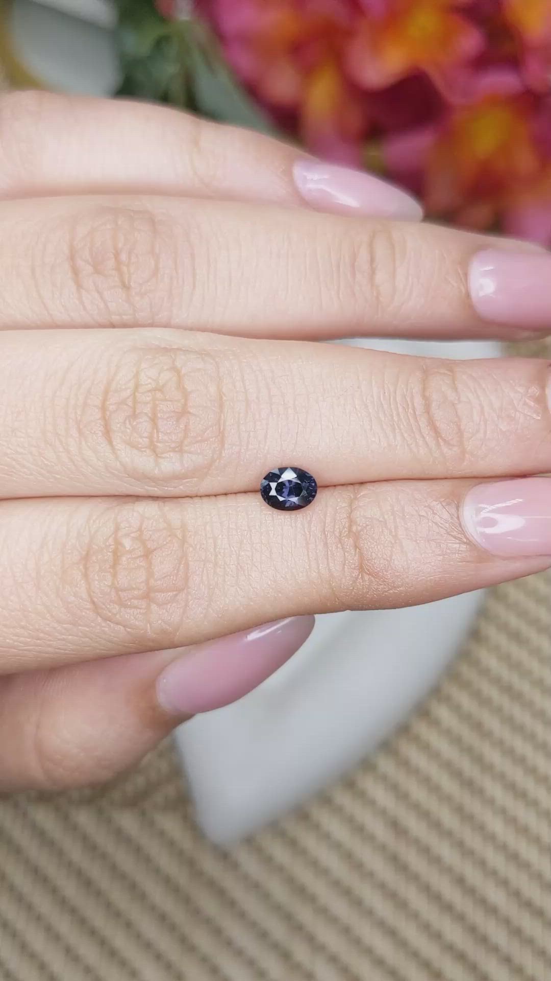 0.61 Ct. Purplish Blue Spinel from Ceylon (Sri Lanka) Size Video