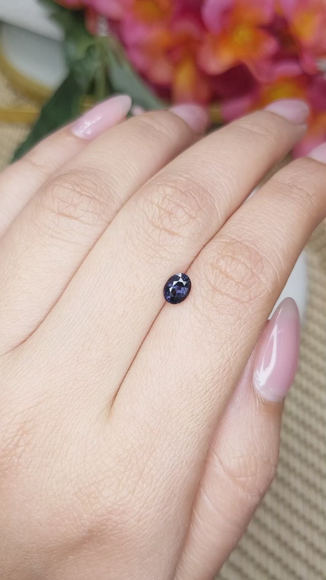 0.61 Ct. Purplish Blue Spinel from Ceylon (Sri Lanka) Size Video