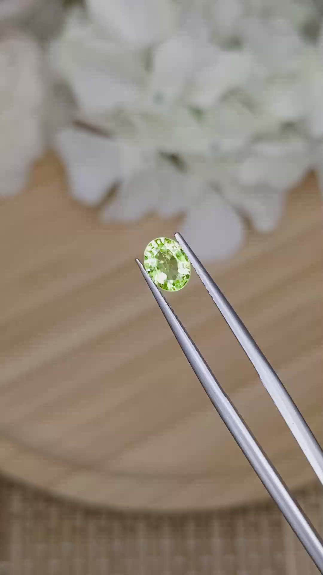 0.84 Ct. Green (Lime Green) Peridot from Pakistan Size Video