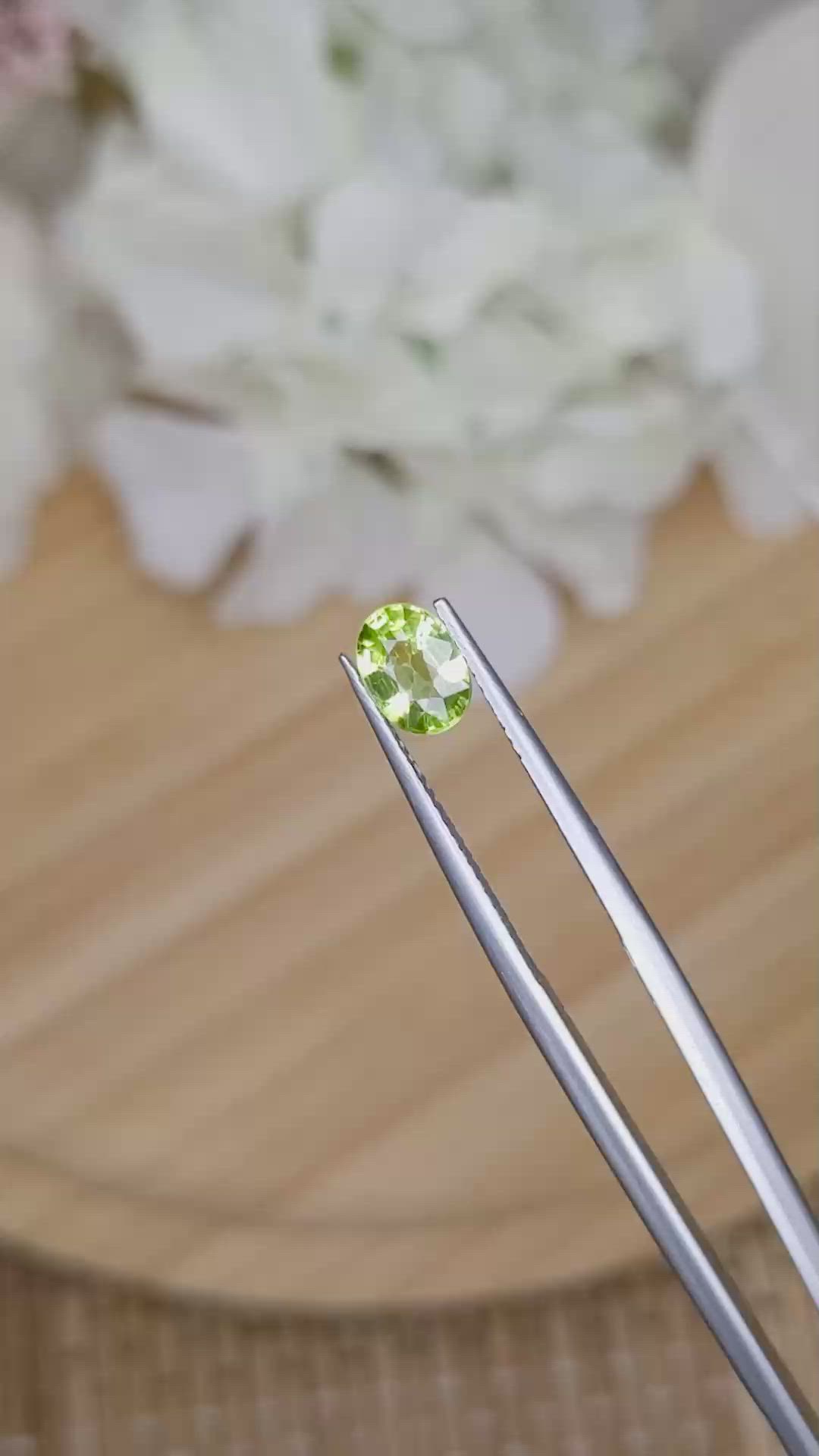 0.91 Ct. Green (Lime Green) Peridot from Pakistan Size Video