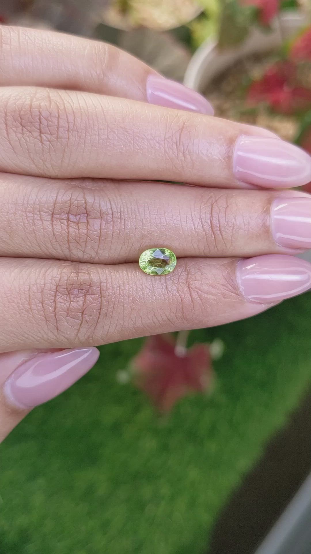 0.91 Ct. Green (Lime Green) Peridot from Pakistan Size Video
