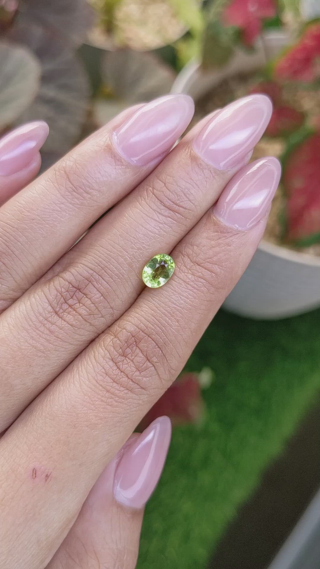 0.91 Ct. Green (Lime Green) Peridot from Pakistan Size Video