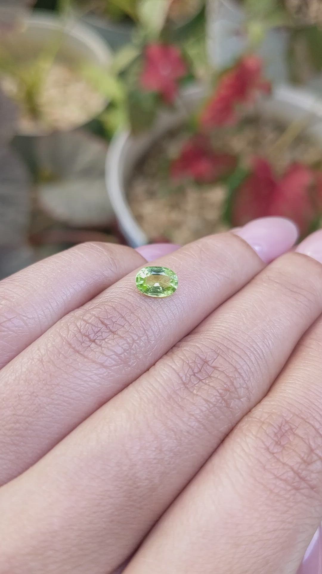 0.78 Ct. Green (Lime Green) Peridot from Pakistan Size Video