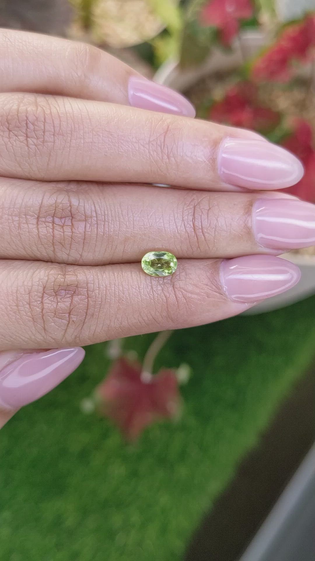 0.78 Ct. Green (Lime Green) Peridot from Pakistan Size Video