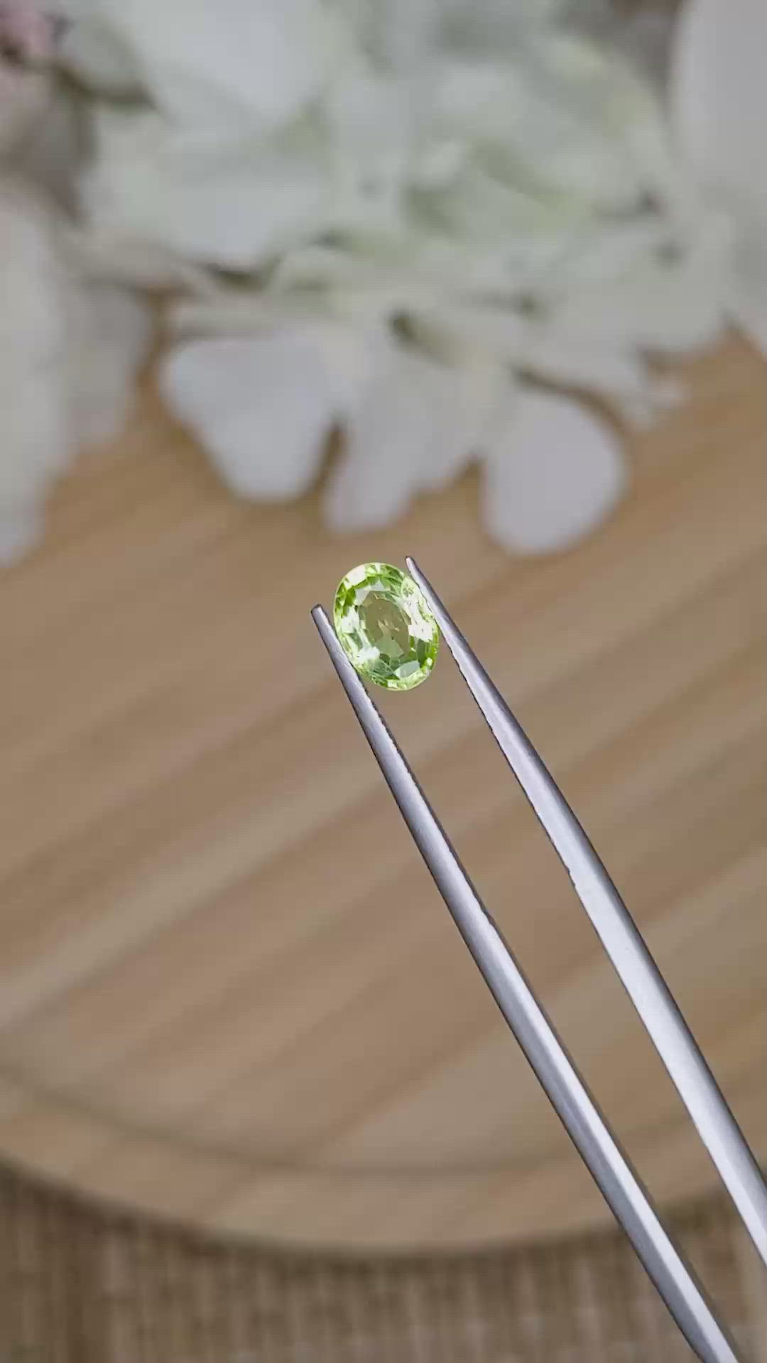 0.94 Ct. Yellowish Green Peridot from Pakistan Size Video