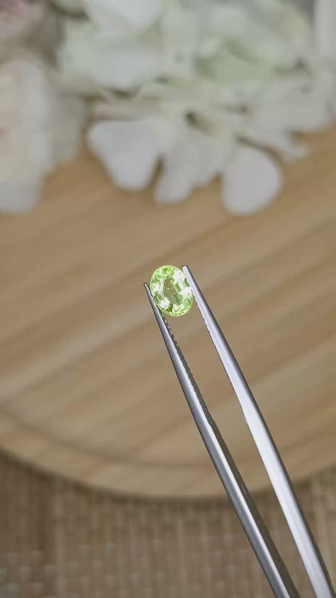 0.93 Ct. Yellowish Green Peridot from Pakistan Size Video