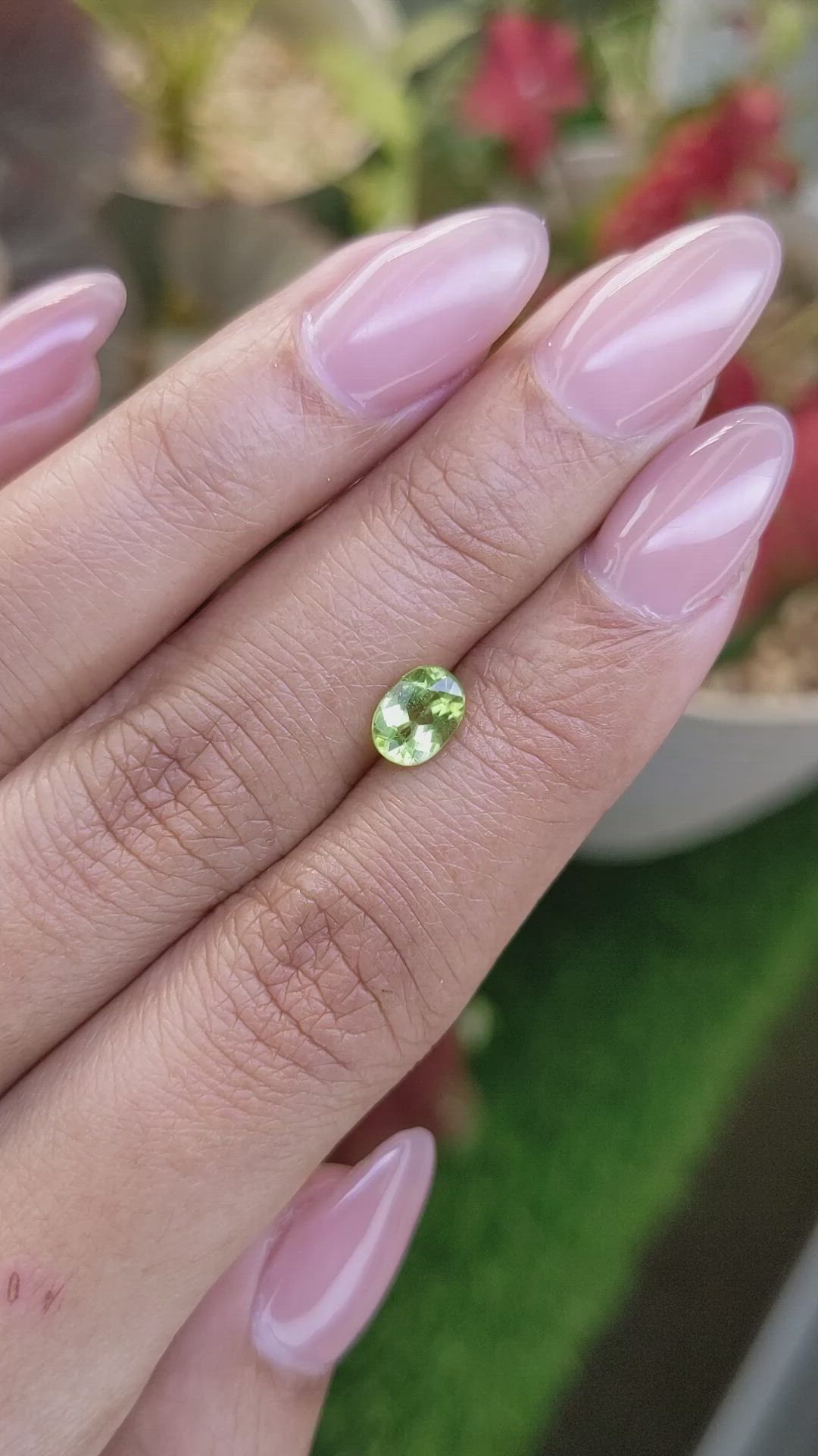 0.87 Ct. Green (Lime Green) Peridot from Pakistan Size Video
