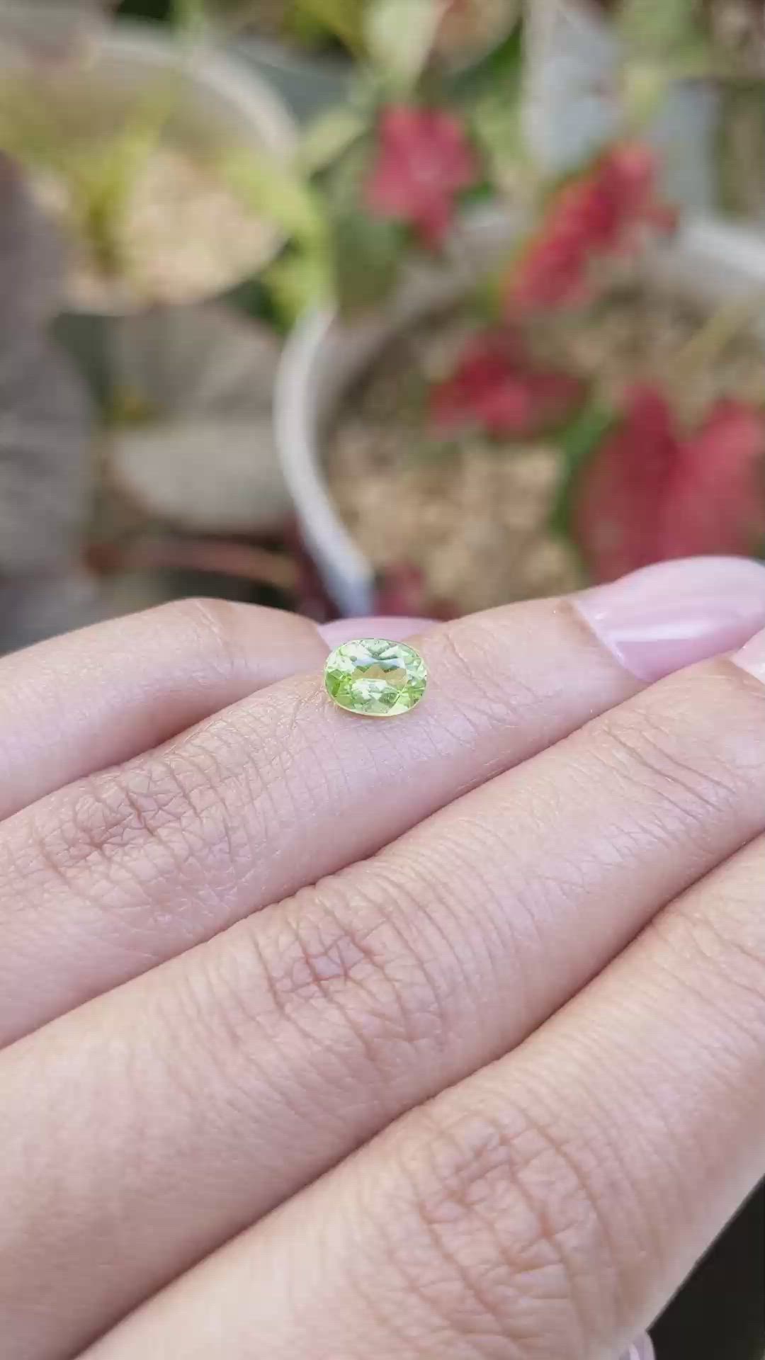 0.87 Ct. Green (Lime Green) Peridot from Pakistan Size Video