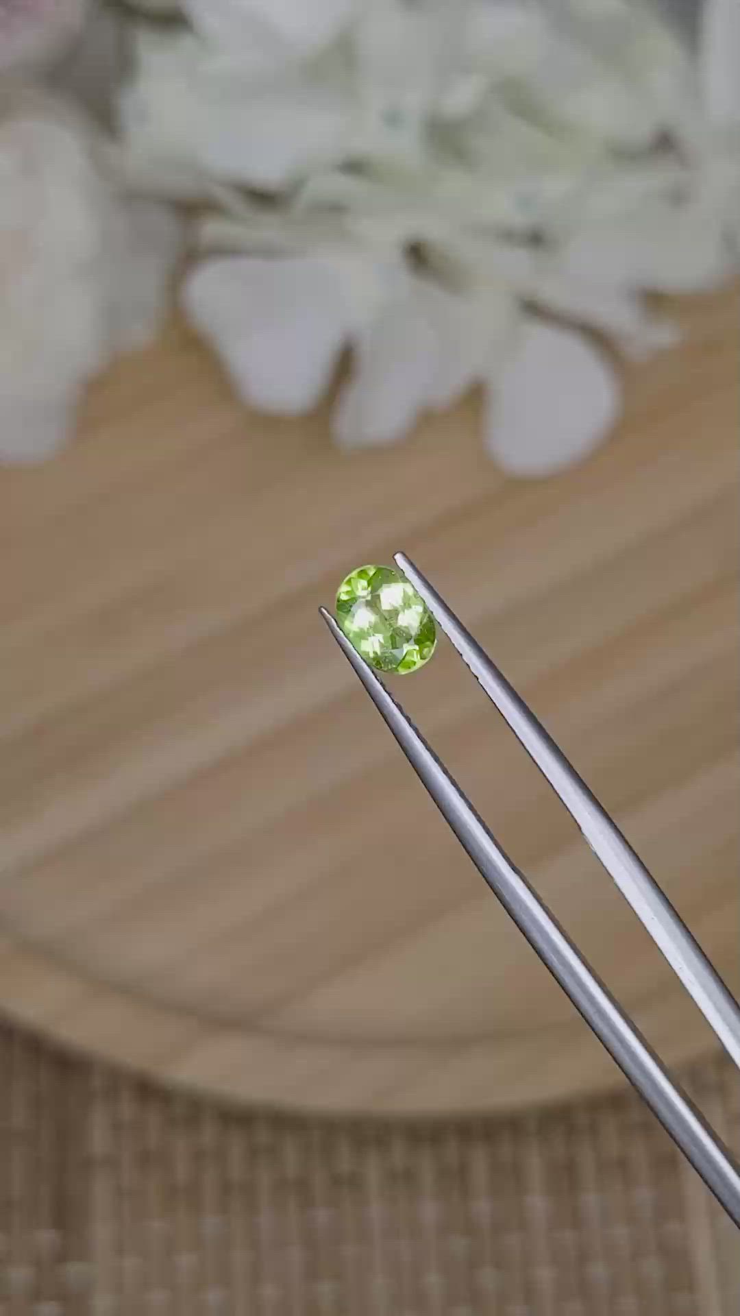 0.87 Ct. Green (Lime Green) Peridot from Pakistan Size Video