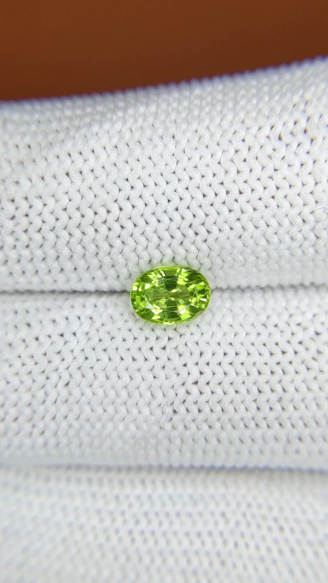 0.81 Ct. Yellowish Green Peridot from Pakistan Size Video