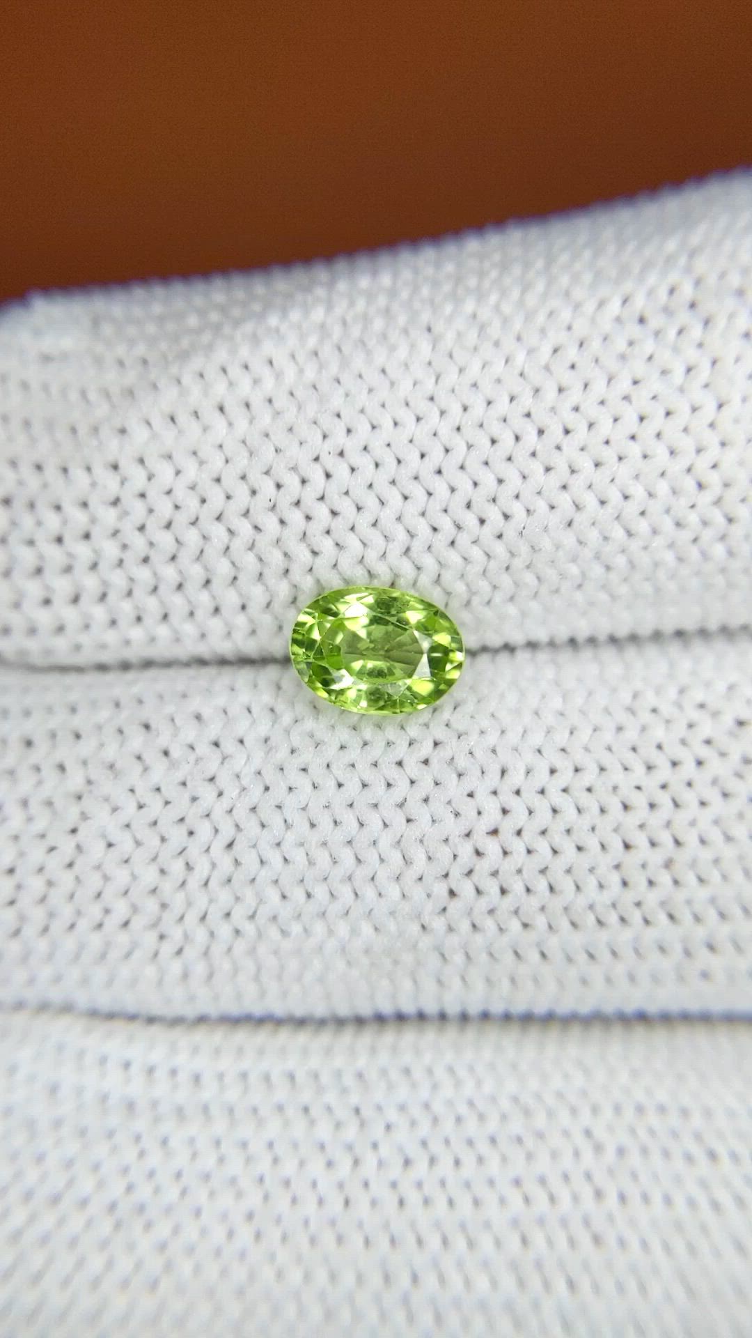 0.90 Ct. Yellowish Green Peridot from Pakistan Size Video