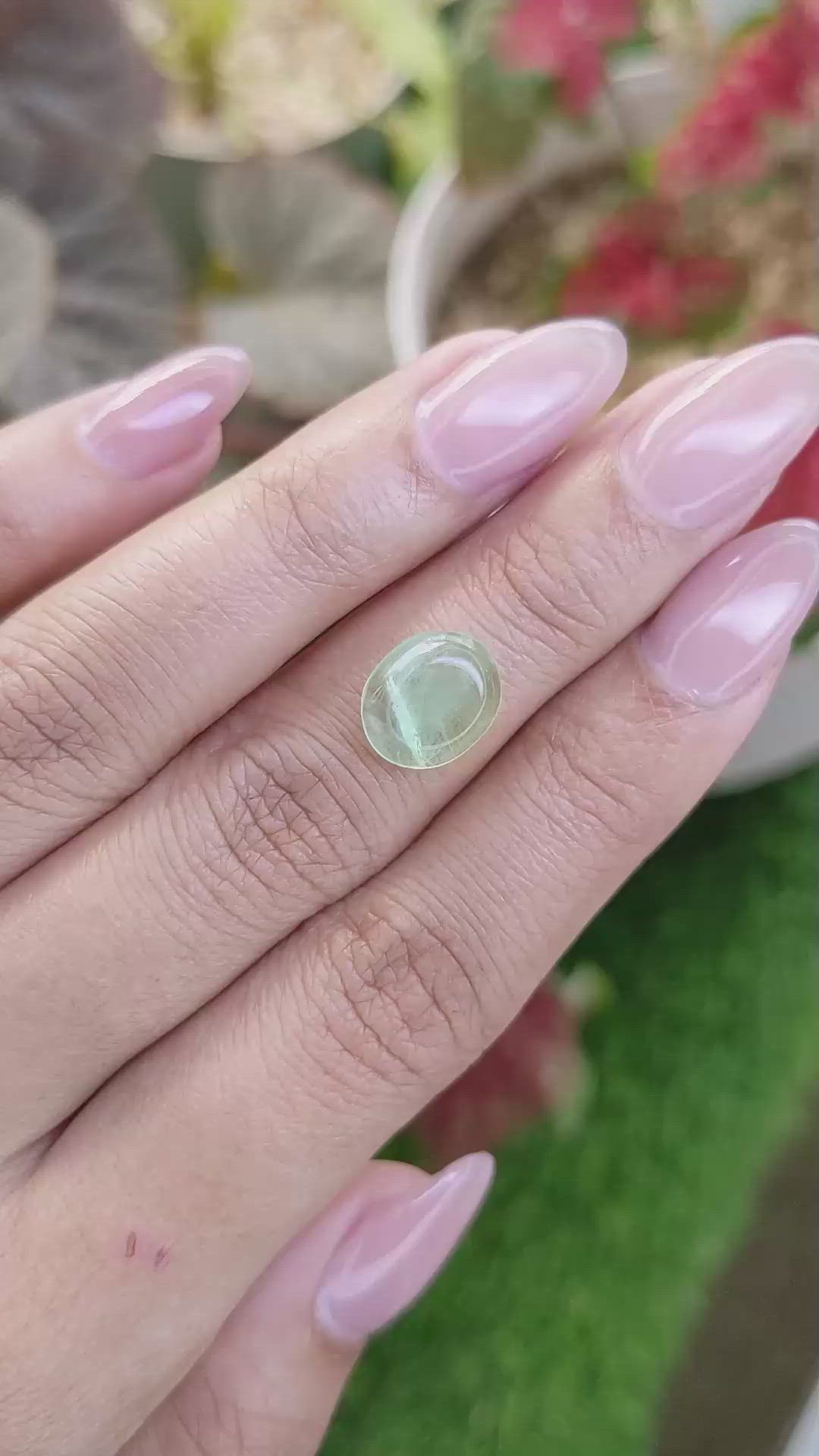 3.50 Ct. Green Cabochon Prasiolite from Madagascar Size Video